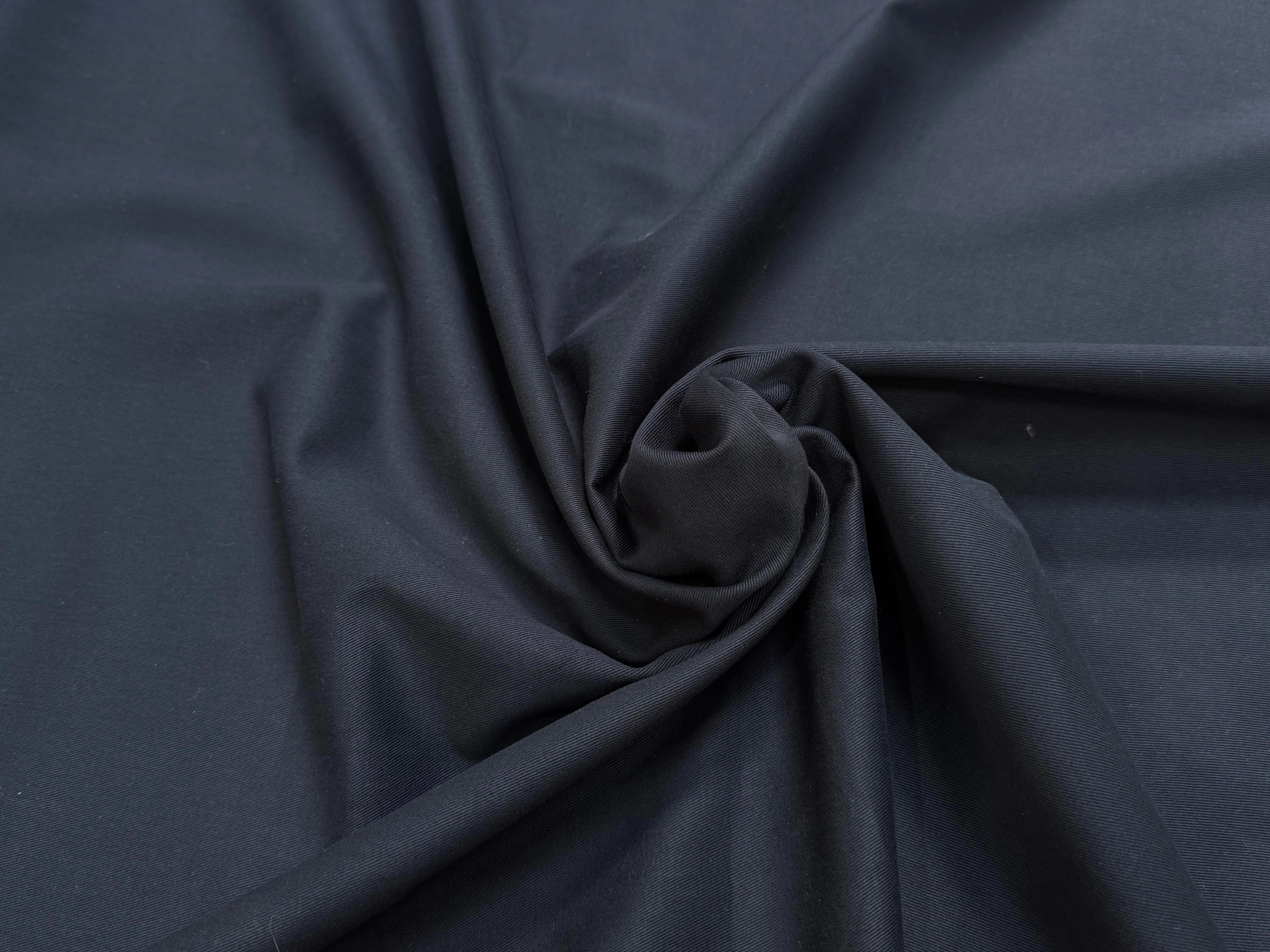 GABARDINE DE COTON FINEMENT SERGÉE GRATTÉ NAVY - My Little Coupon