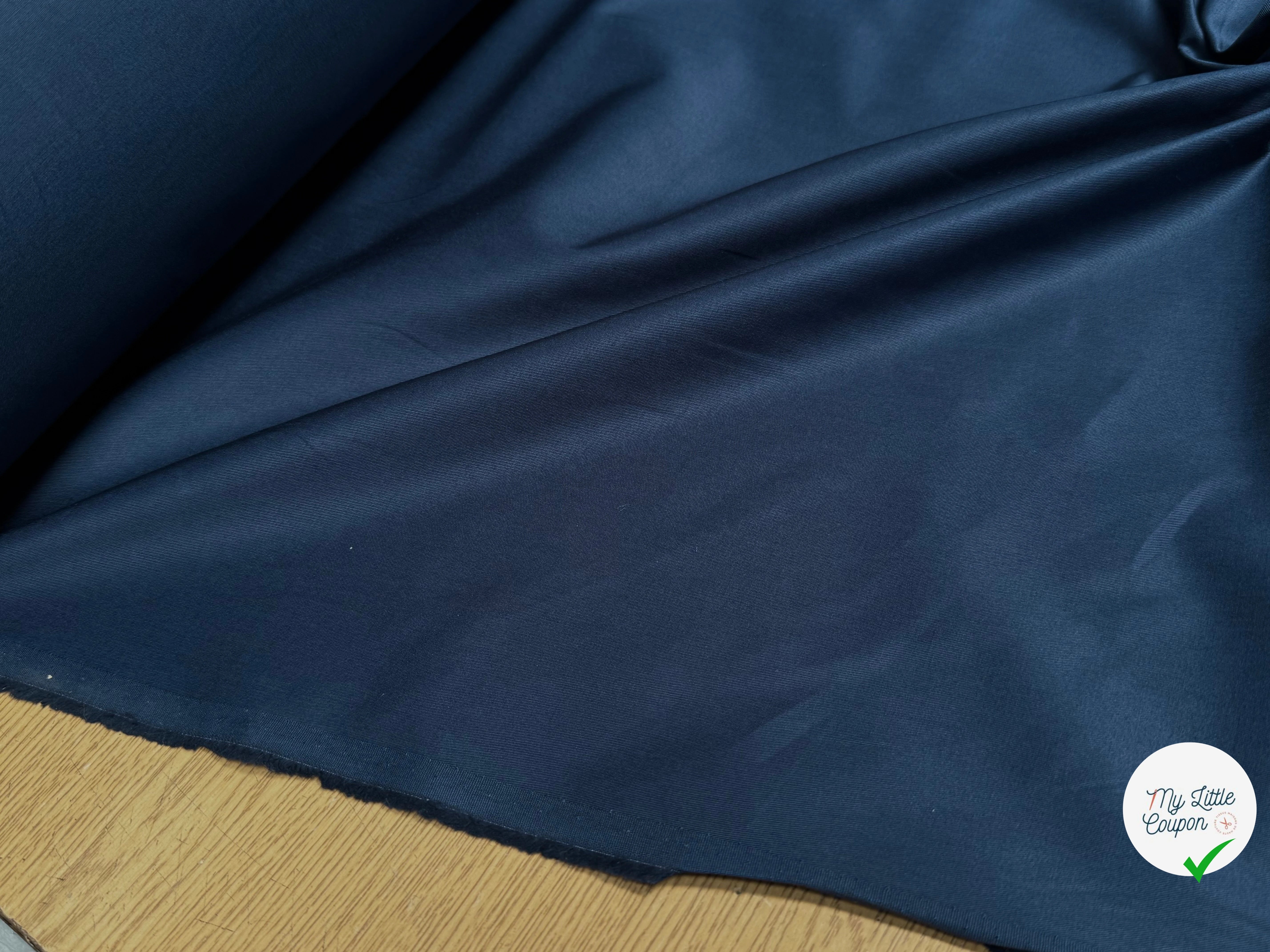 GABARDINE DE COTON INDIGO LÉGÈREMENT STRIÉE QUALITÉ COUTURE - My Little Coupon