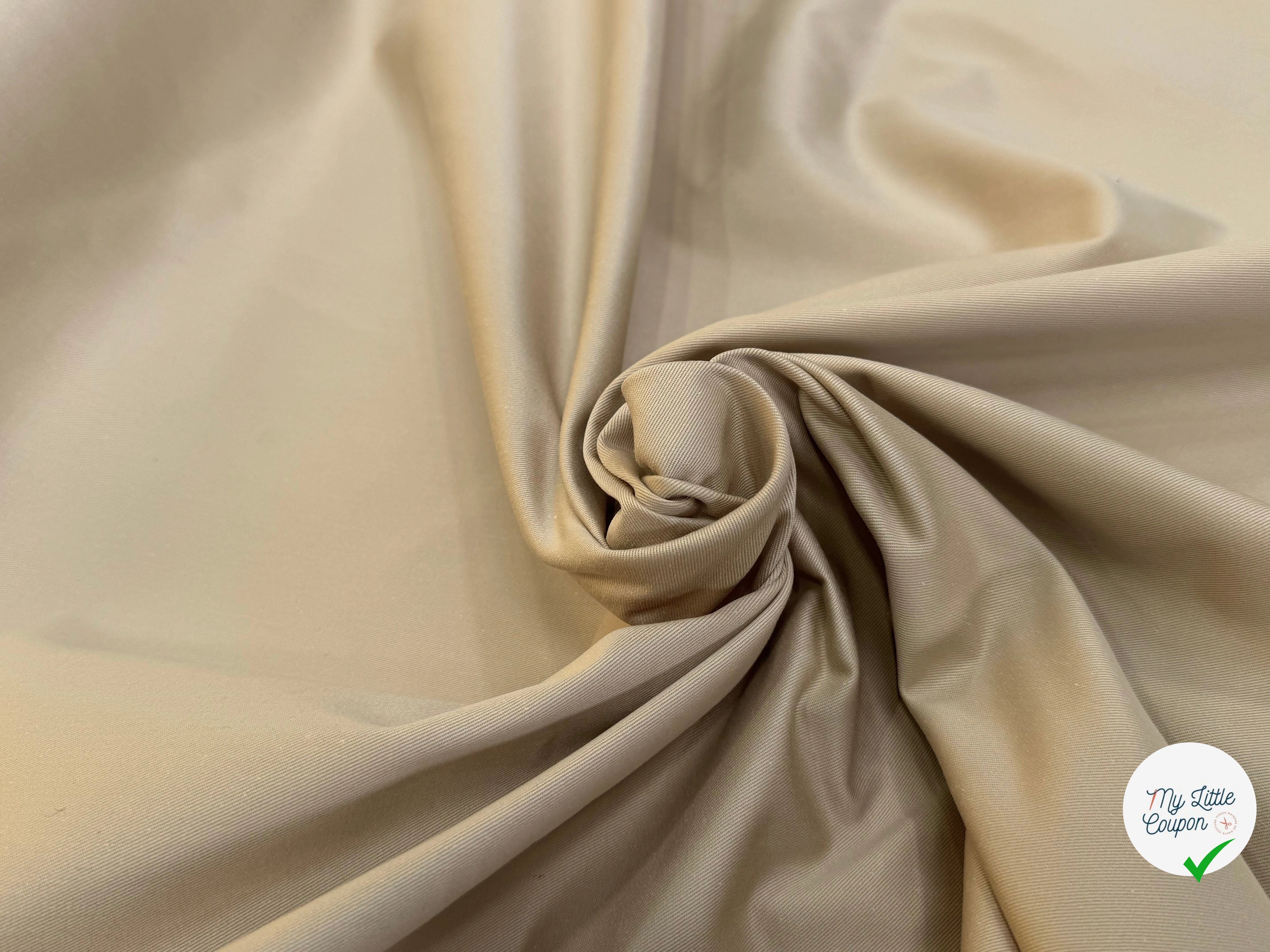 GABARDINE DE COTON LÉGÈREMENT SERGÉE TRÈS BELLE TENUE BEIGE FONCÉ - My Little Coupon