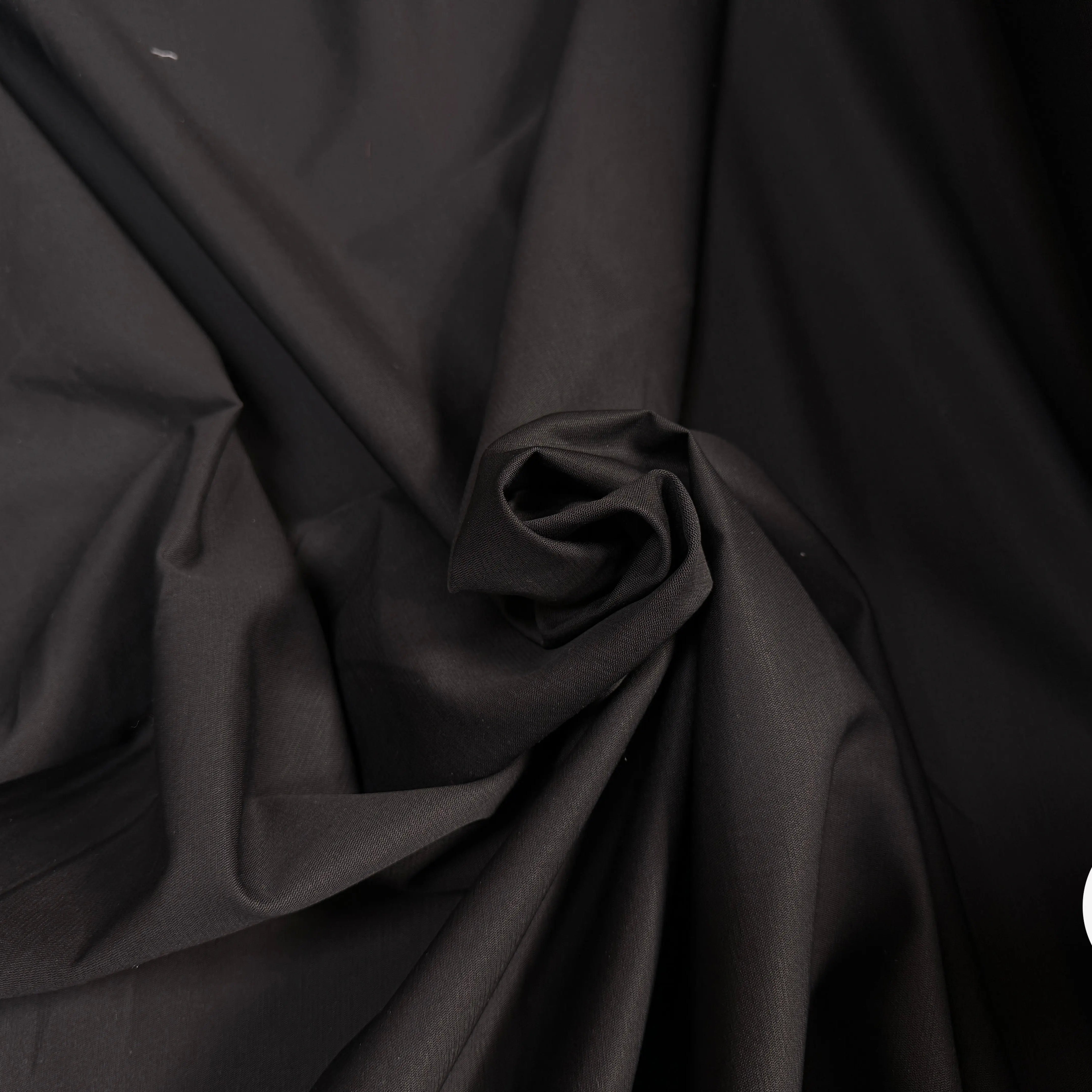 GABARDINE DE COTON LOURDE NOIR LEGEREMENT SATINE - My Little Coupon