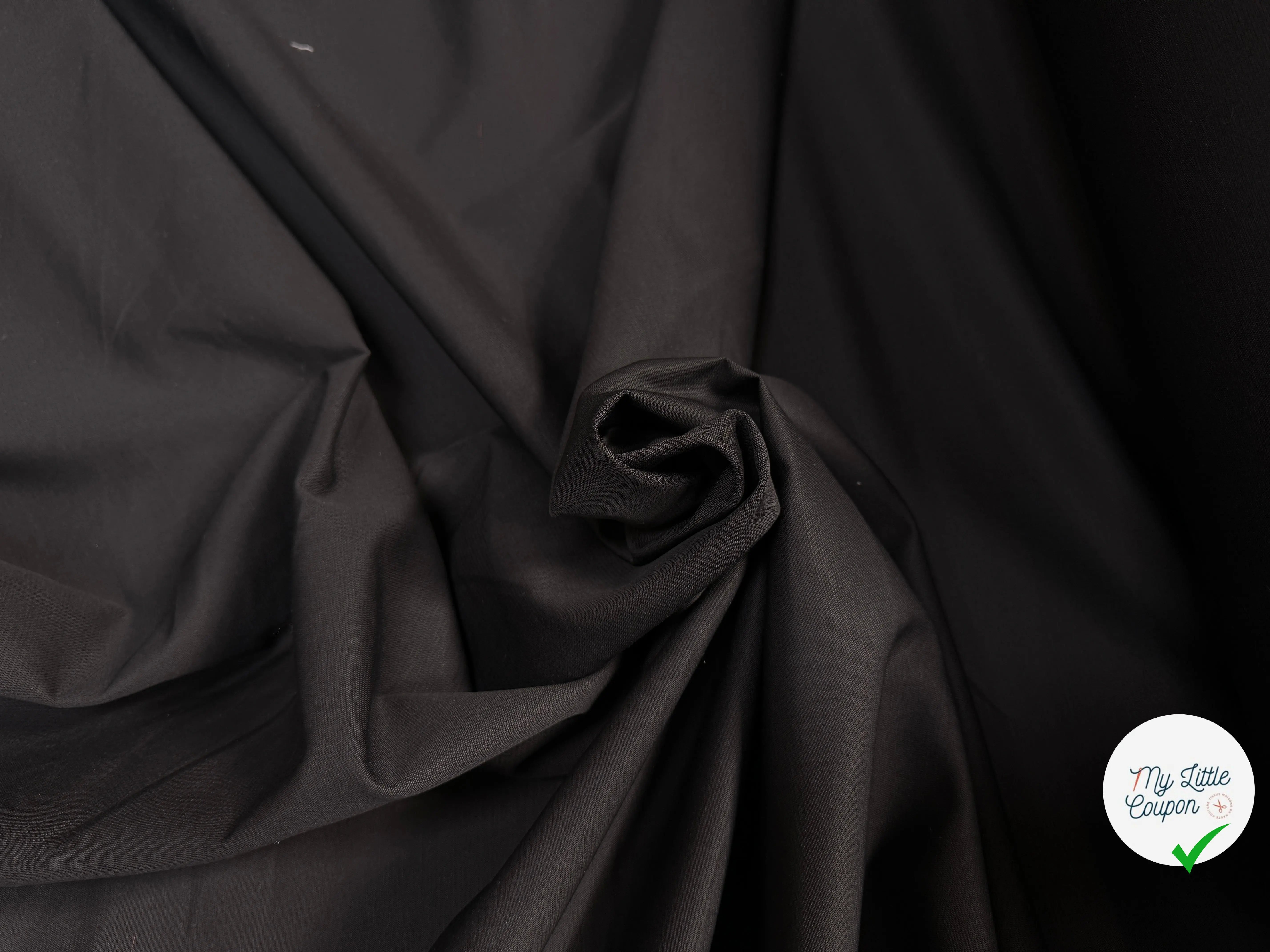 GABARDINE DE COTON LOURDE NOIR LEGEREMENT SATINE - My Little Coupon