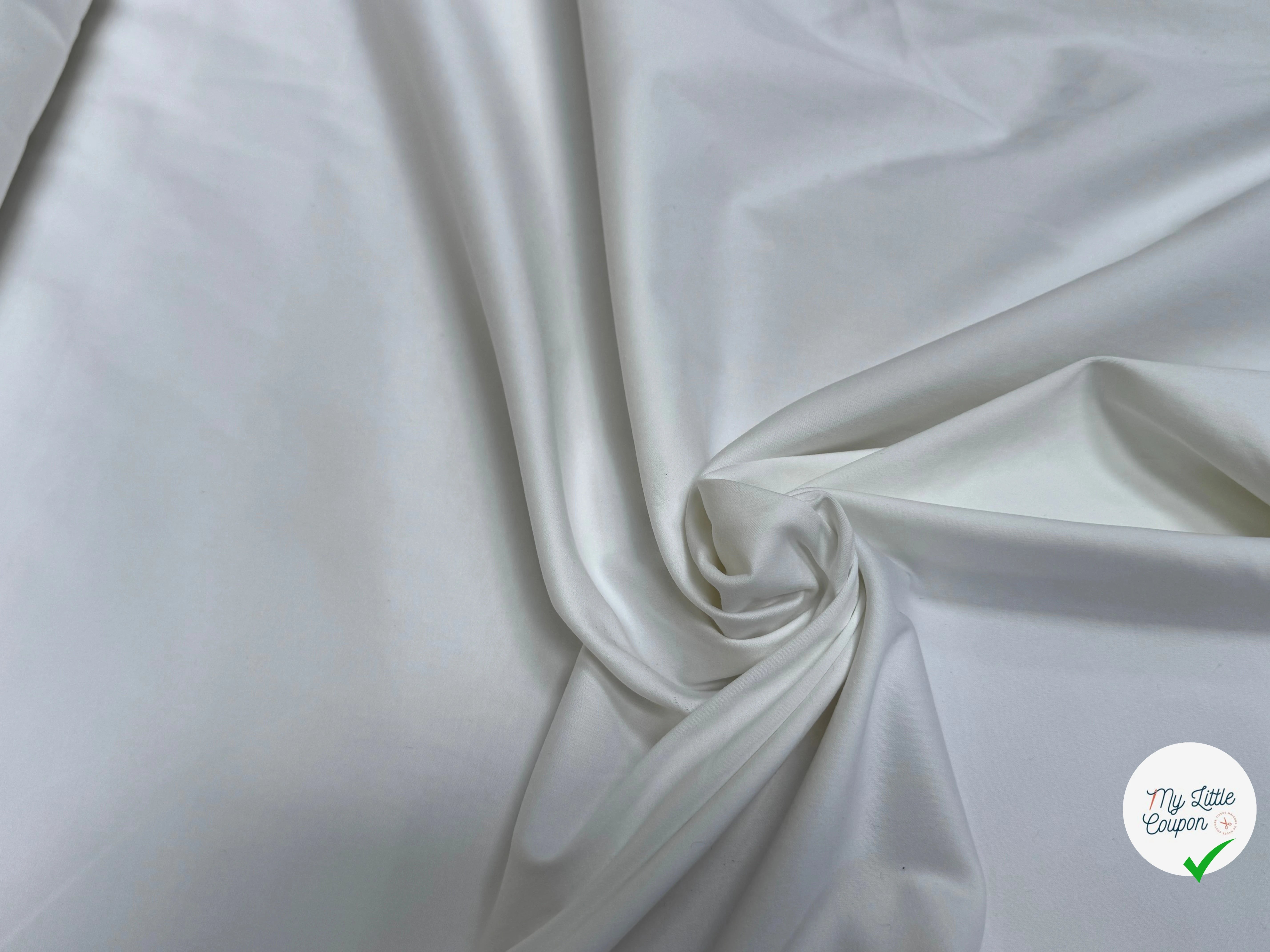 GABARDINE DE COTON LOURDE SATINÉE STRETCH FINITION IMPÉCABLE BLANC - My Little Coupon