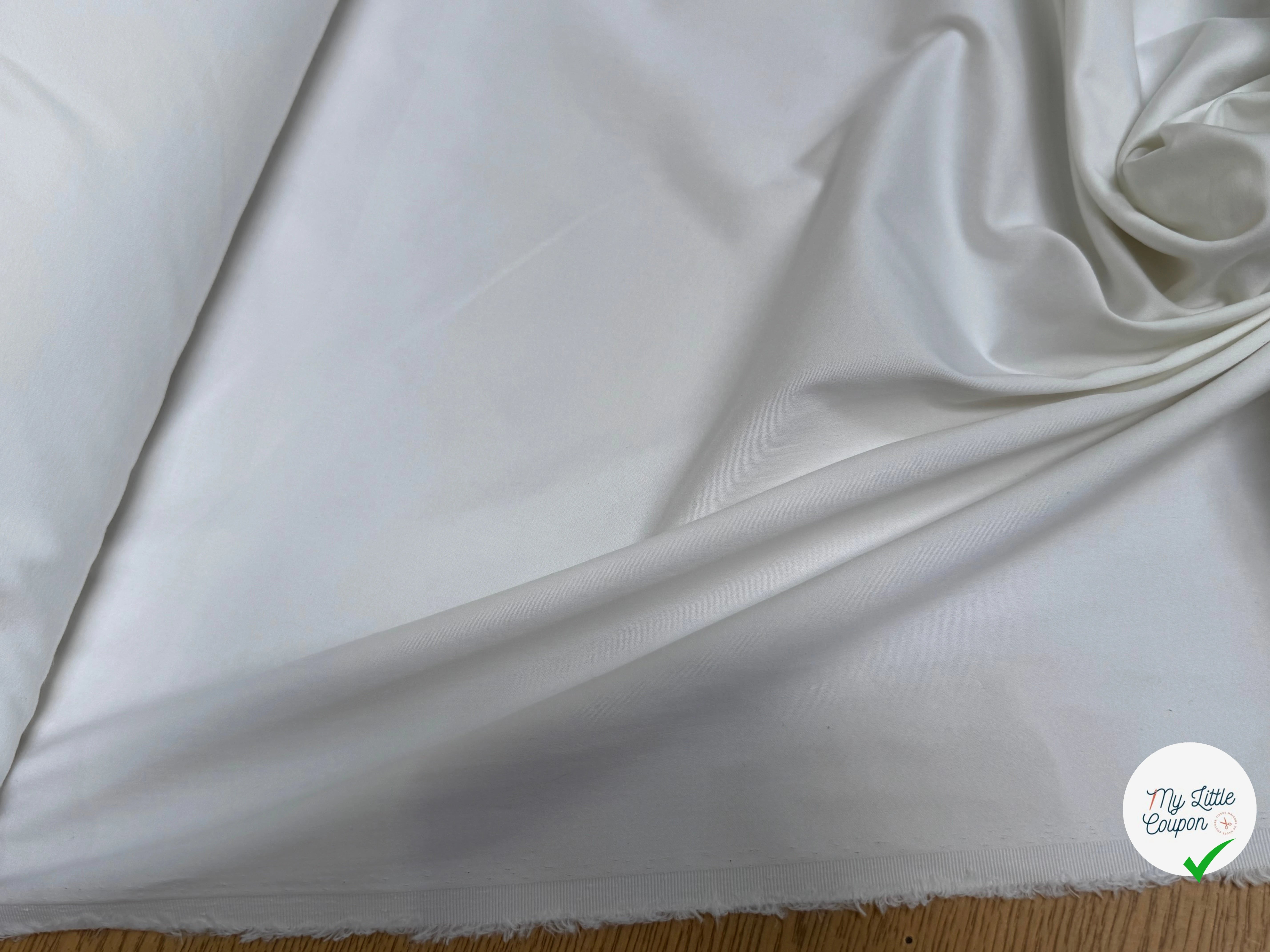 GABARDINE DE COTON LOURDE SATINÉE STRETCH FINITION IMPÉCABLE BLANC - My Little Coupon