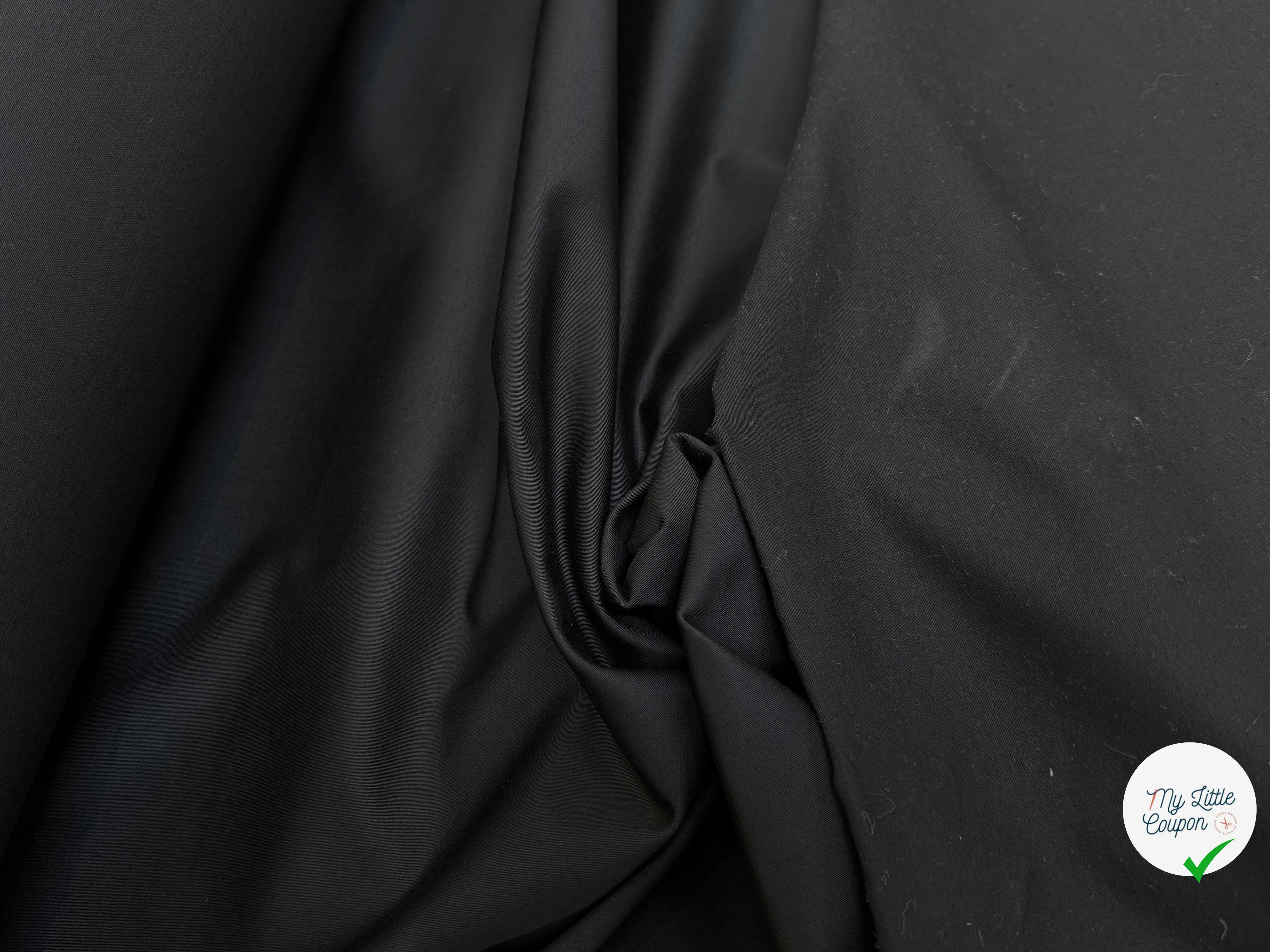 GABARDINE DE COTON LOURDE SATINÉE TENUE REMARQUABLE NOIR - My Little Coupon