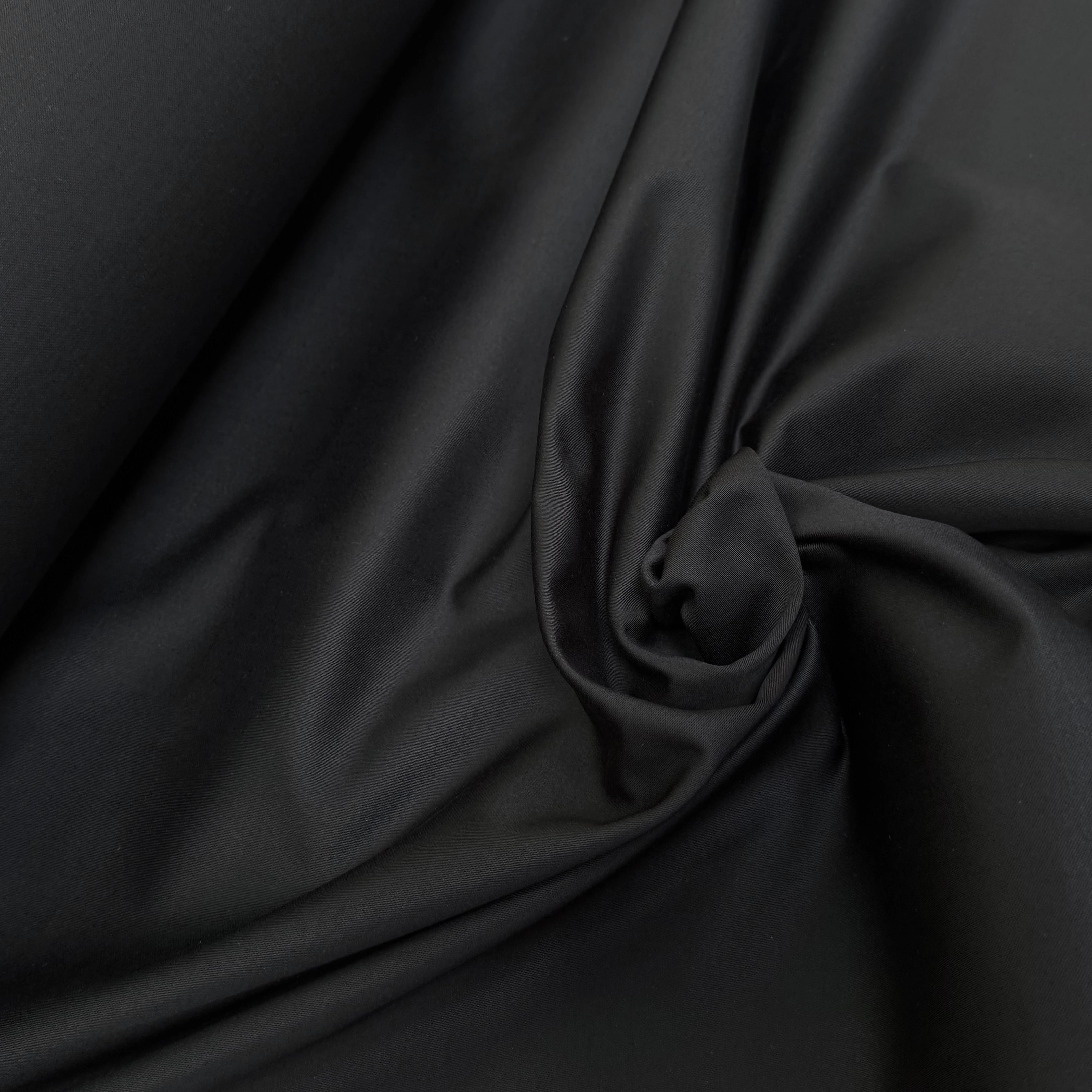 GABARDINE DE COTON LOURDE SATINÉE TENUE REMARQUABLE NOIR - My Little Coupon