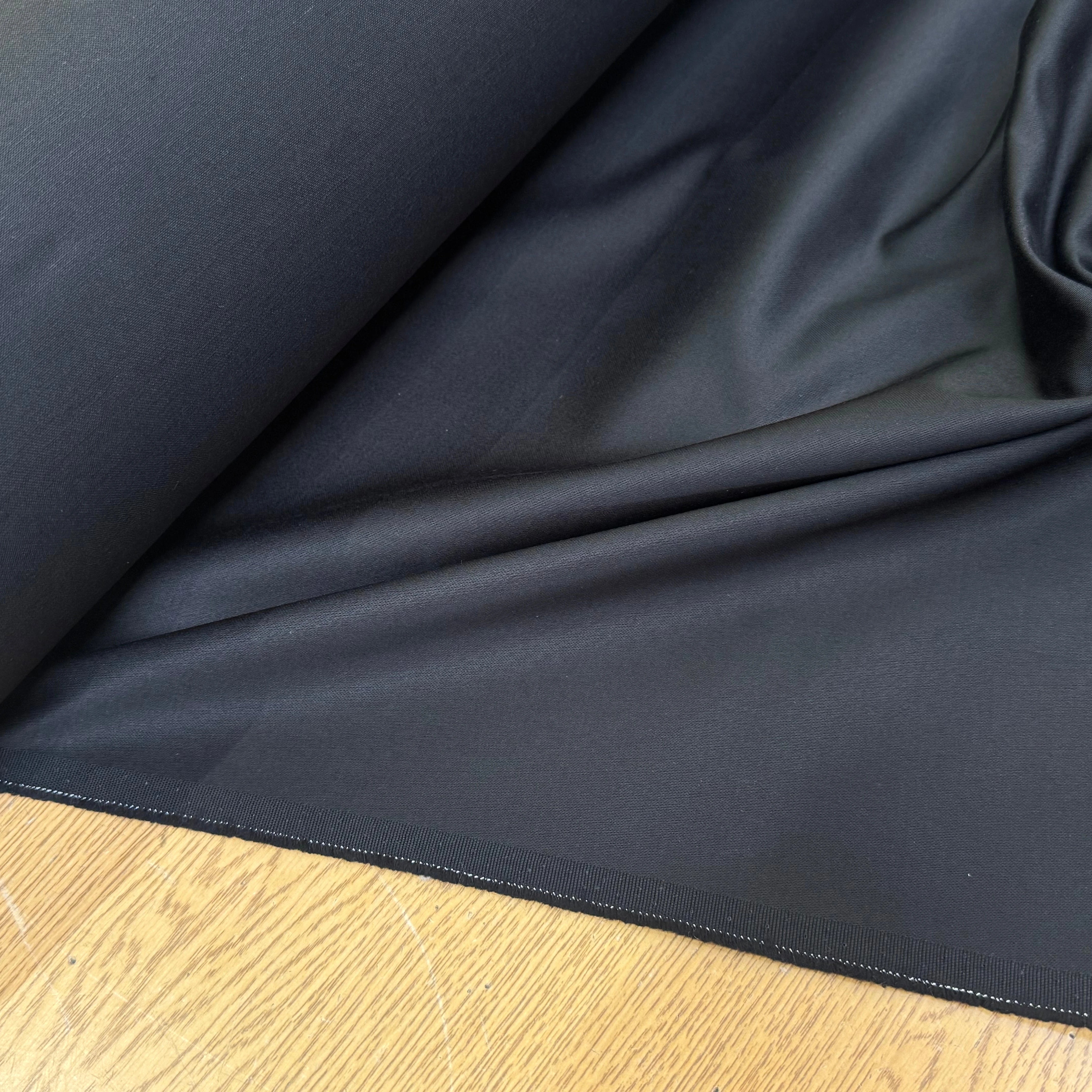 GABARDINE DE COTON LOURDE SATINÉE TENUE REMARQUABLE NOIR - My Little Coupon