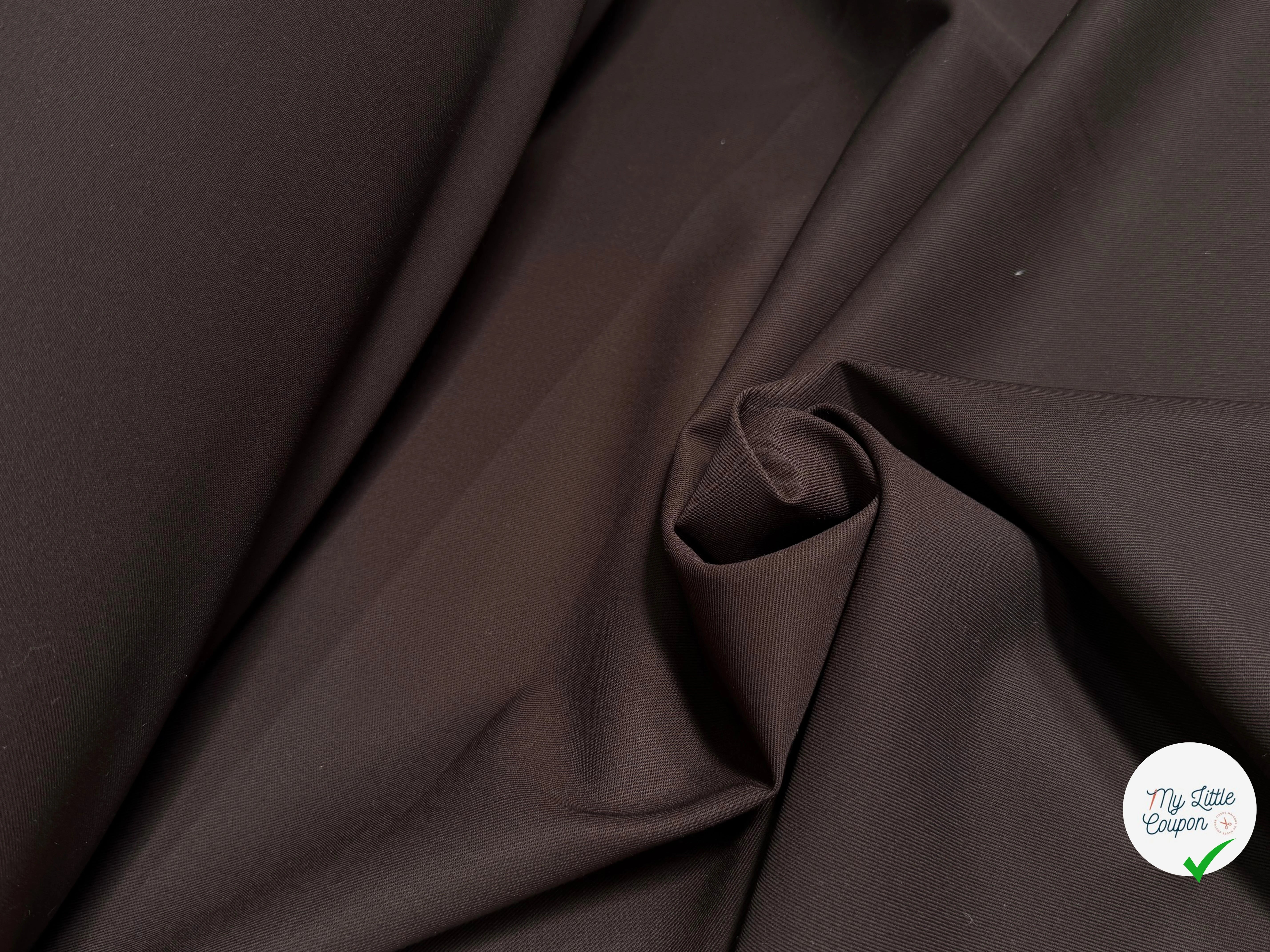 GABARDINE DE COTON LOURDE SERGÉE BELLE TENUE BROWN - My Little Coupon