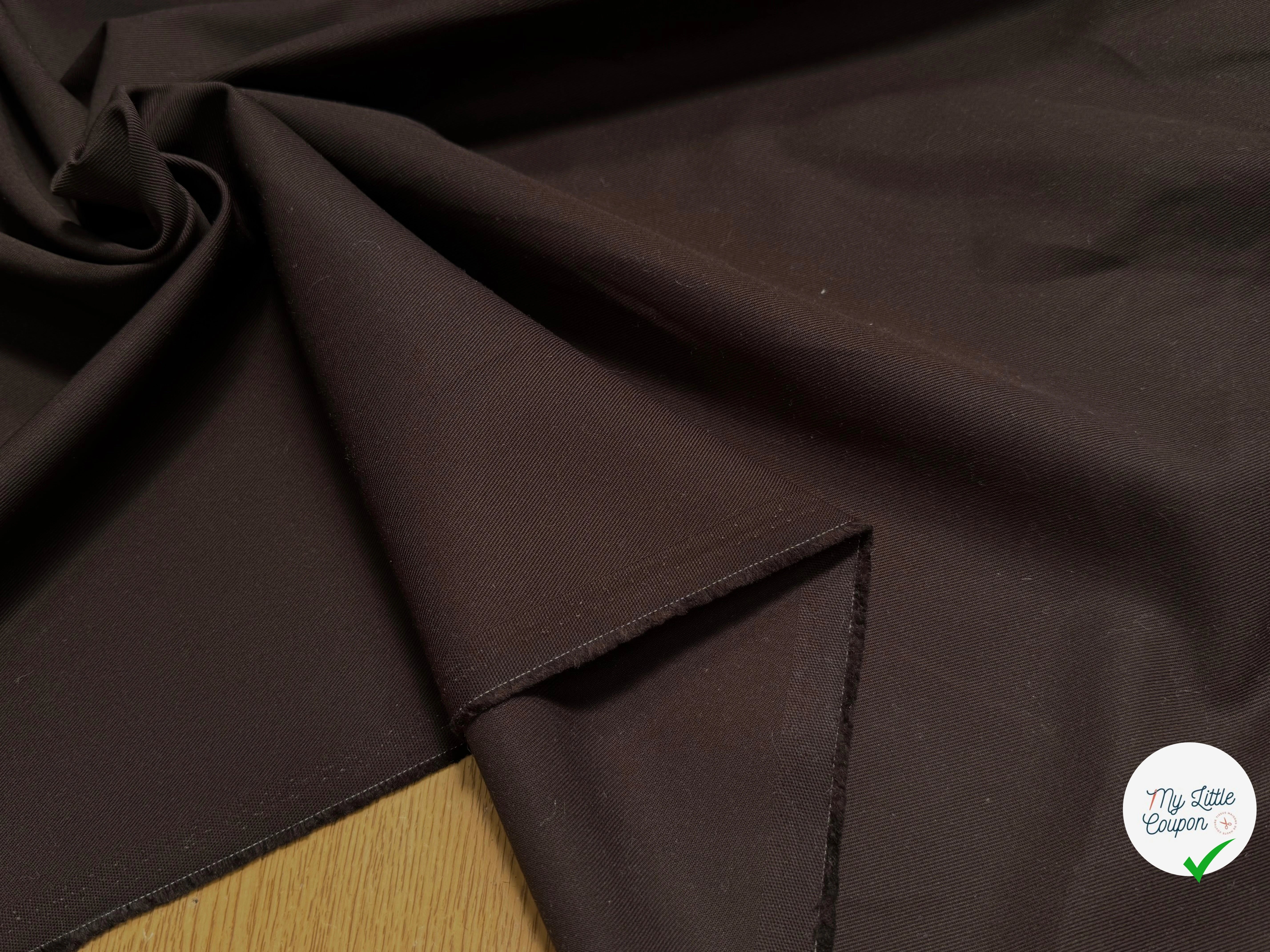 GABARDINE DE COTON LOURDE SERGÉE BELLE TENUE BROWN - My Little Coupon