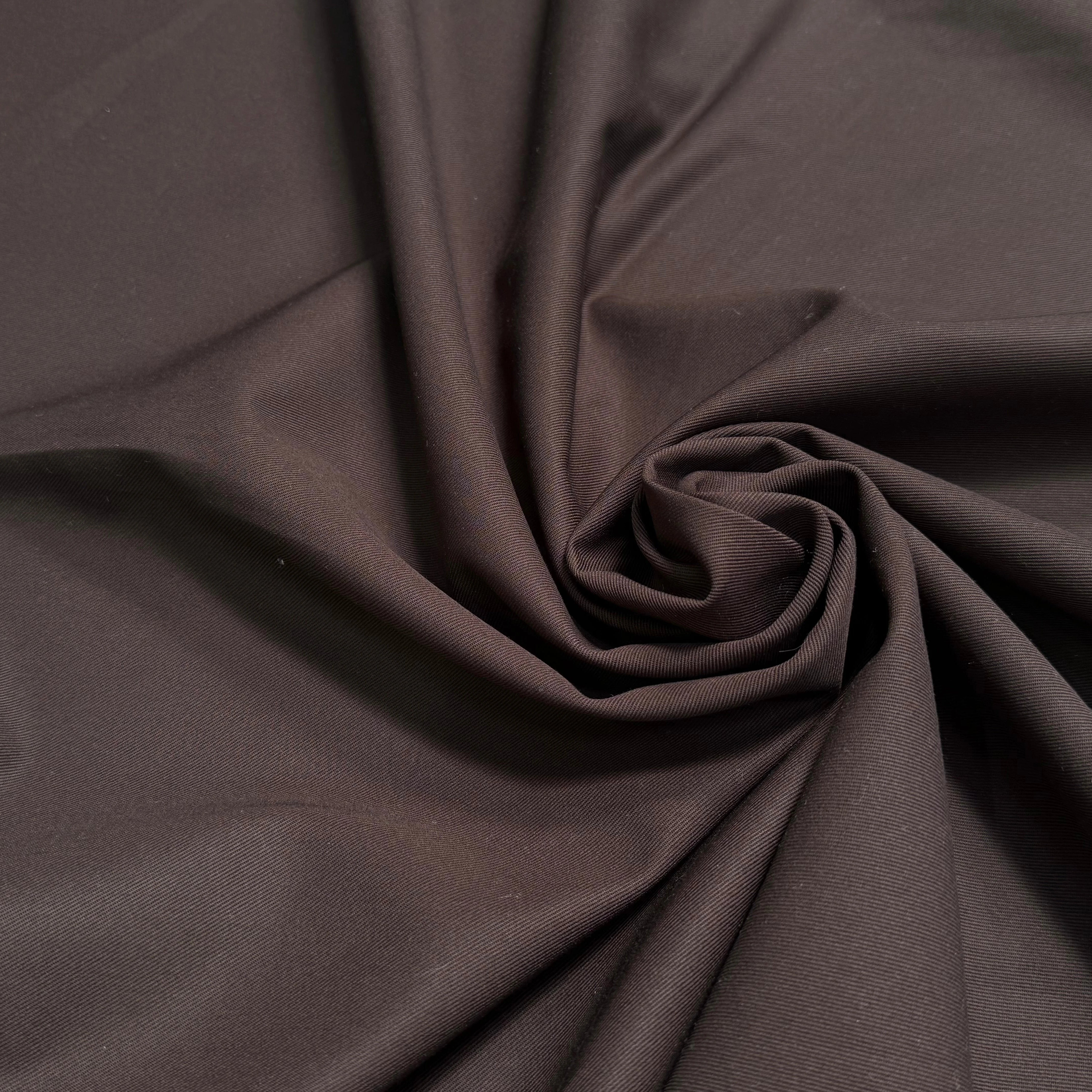 GABARDINE DE COTON LOURDE SERGÉE BELLE TENUE BROWN - My Little Coupon