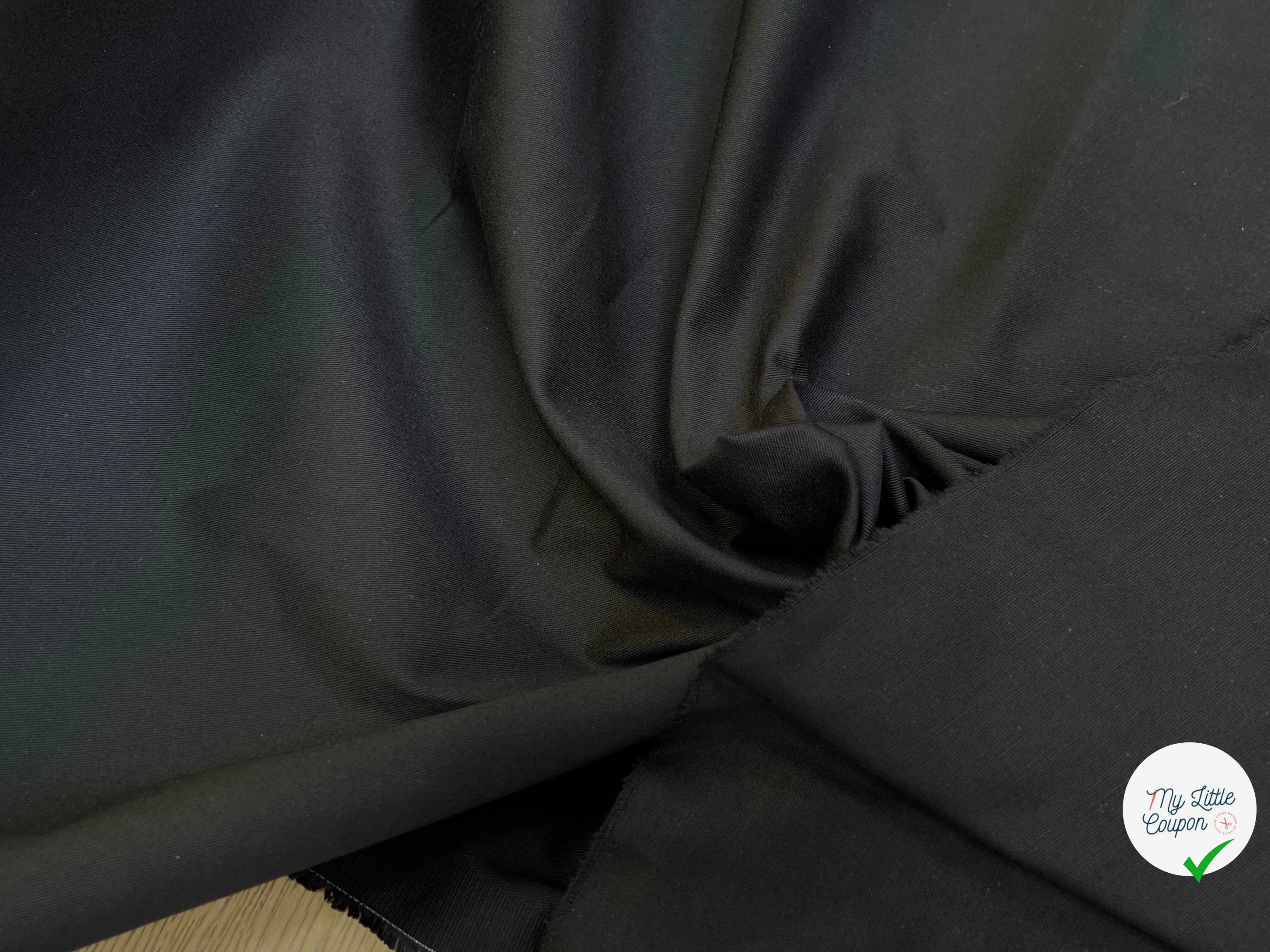 GABARDINE DE COTON LOURDE SERGÉE PARFAITE TENUE NOIR - My Little Coupon