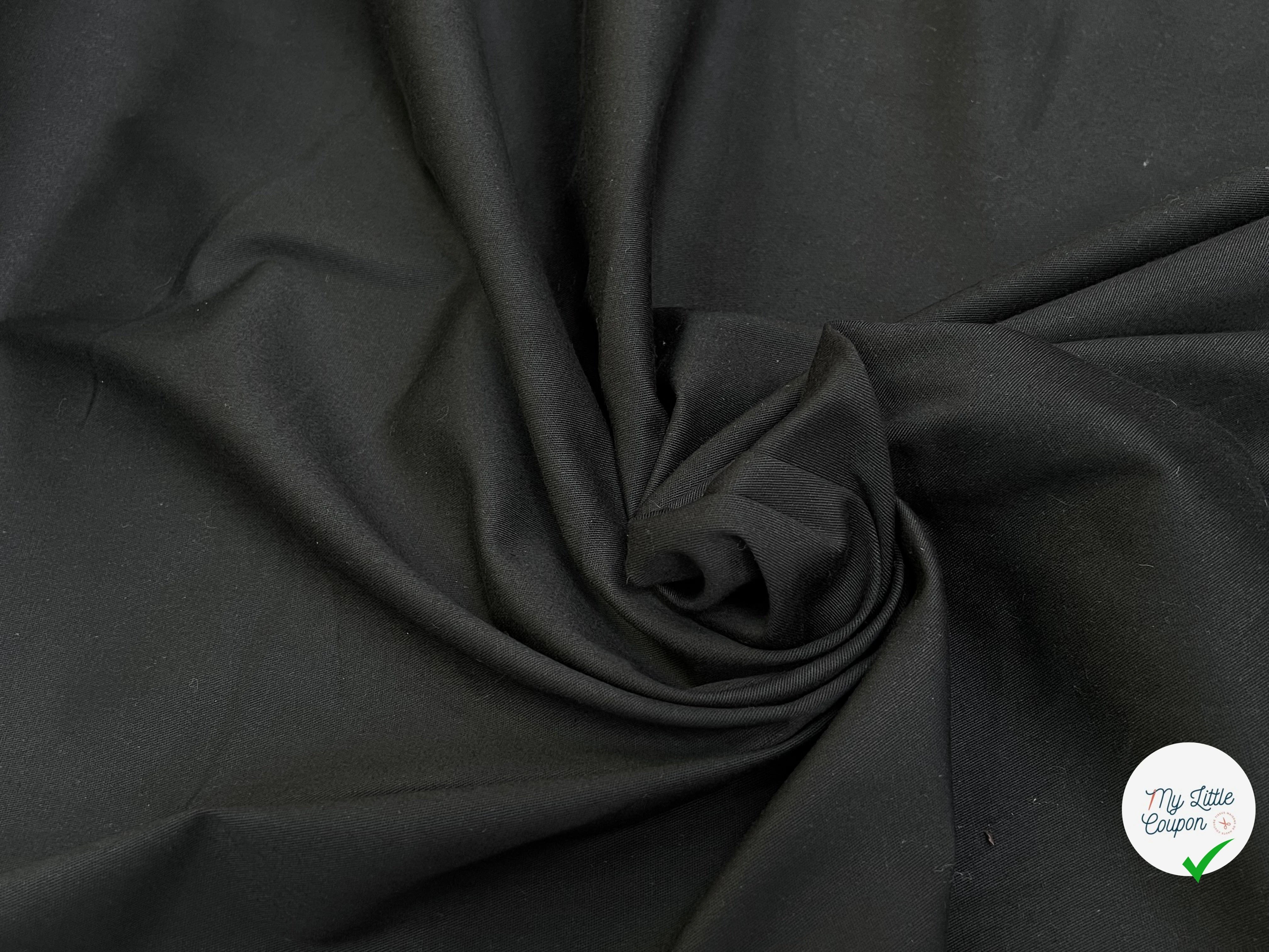 GABARDINE DE COTON LOURDE SERGÉE PARFAITE TENUE NOIR - My Little Coupon