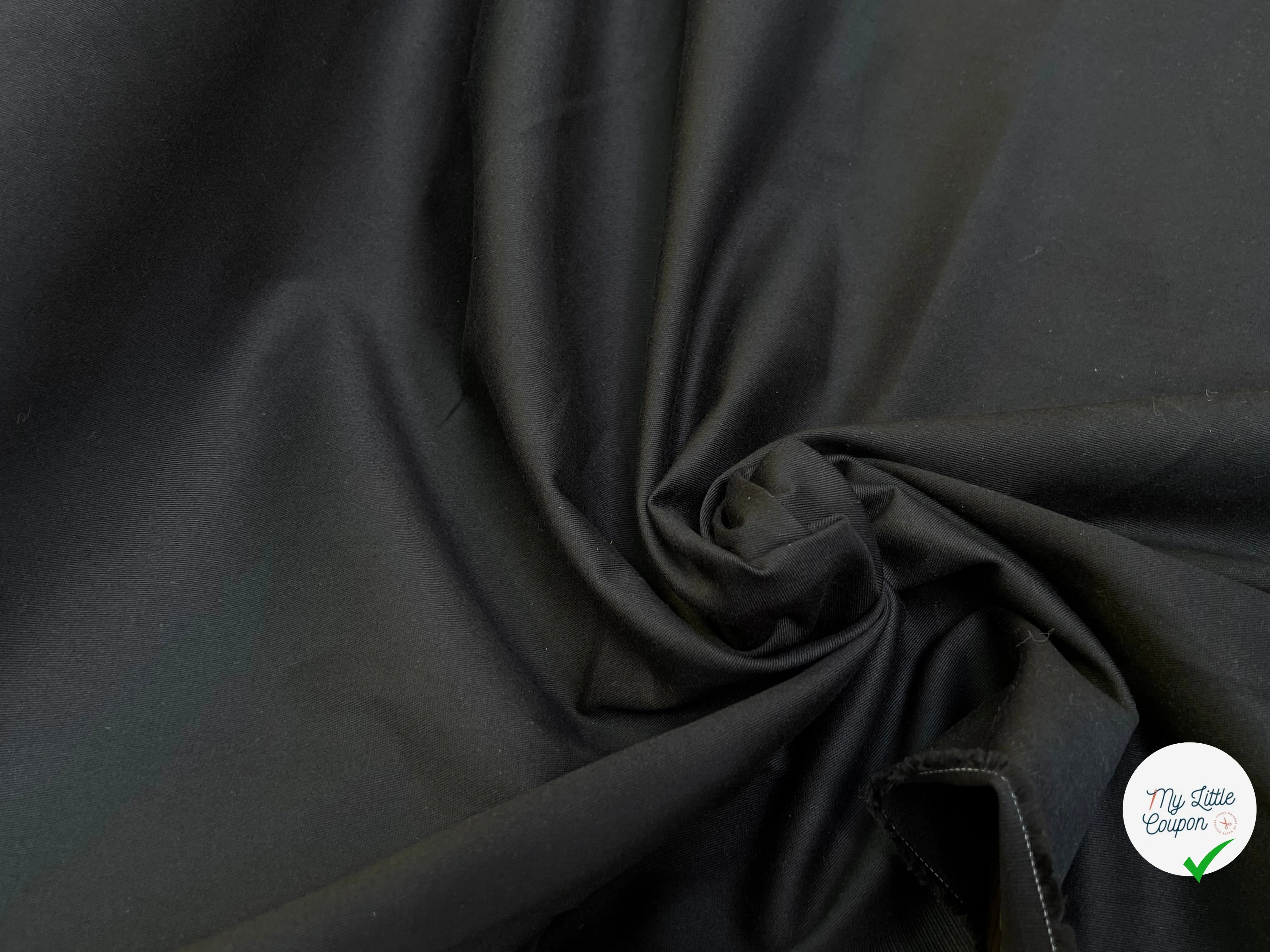 GABARDINE DE COTON LOURDE SERGÉE PARFAITE TENUE NOIR - My Little Coupon