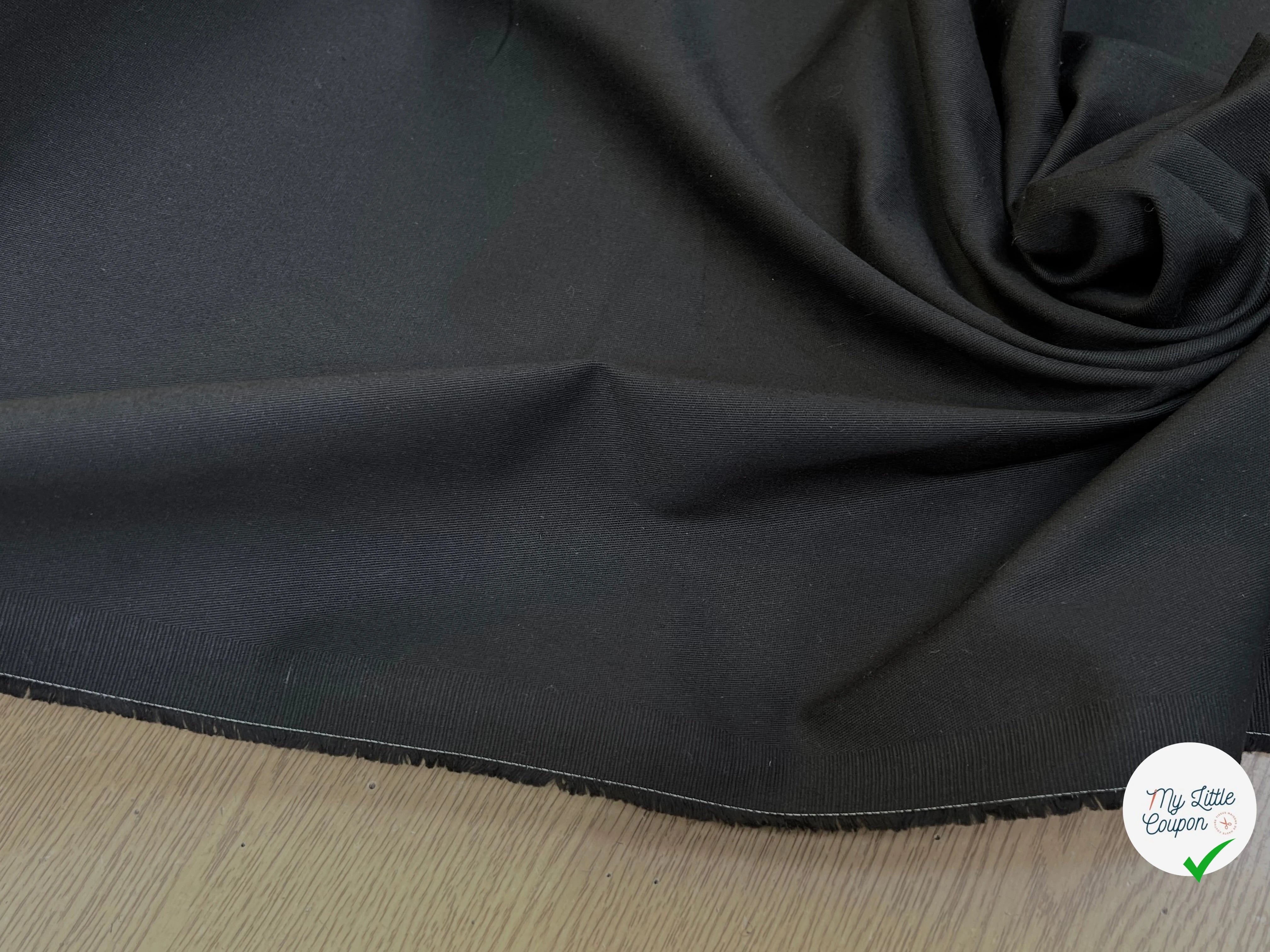 GABARDINE DE COTON LOURDE SERGÉE PARFAITE TENUE NOIR - My Little Coupon