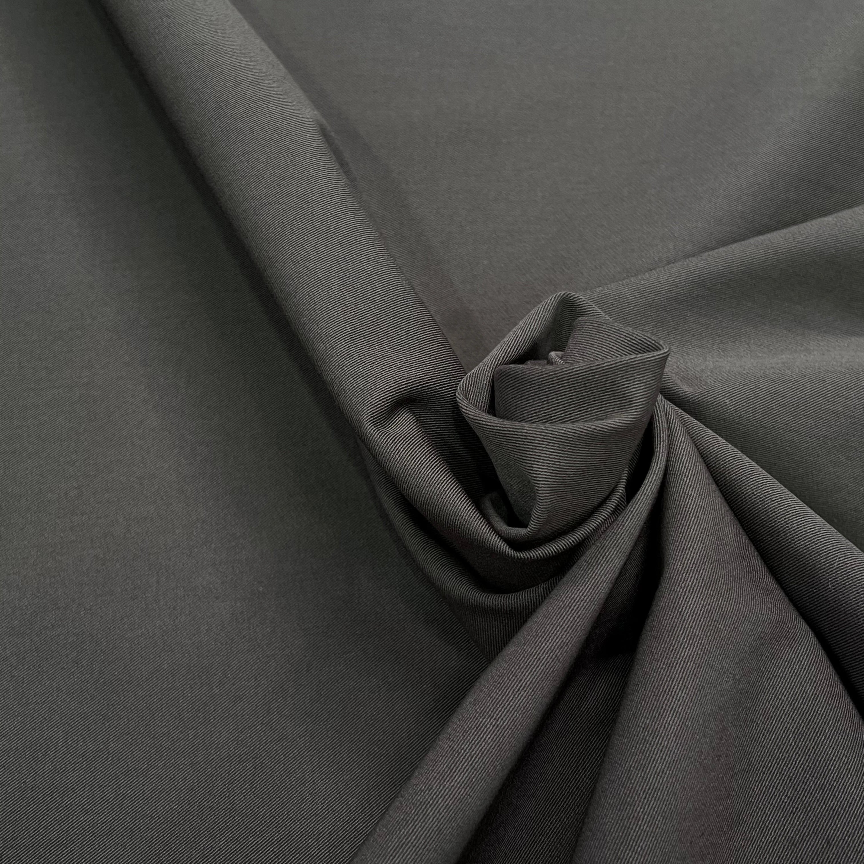 GABARDINE DE COTON LOURDE STRETCH GRIS KAKI - My Little Coupon