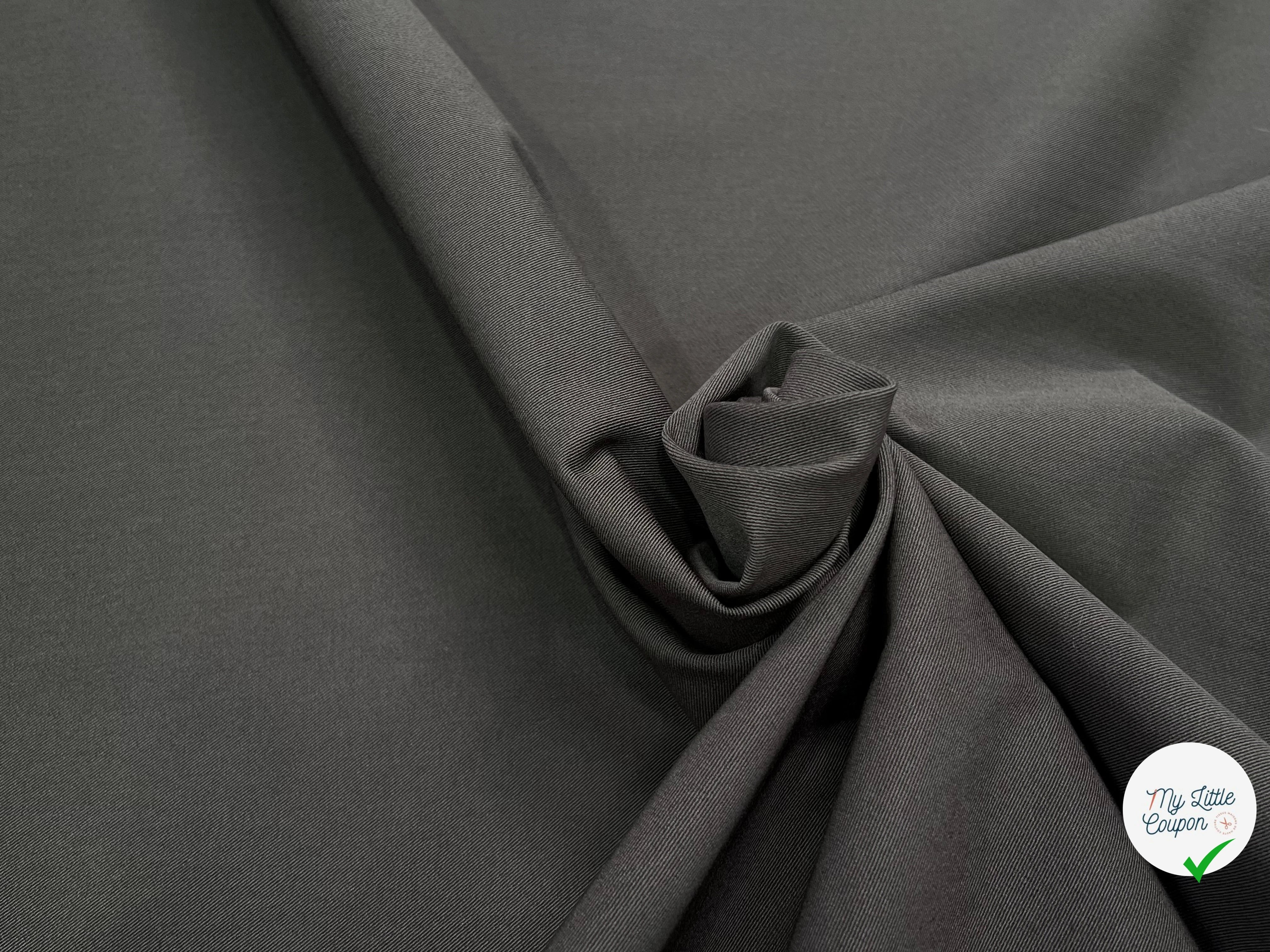 GABARDINE DE COTON LOURDE STRETCH GRIS KAKI - My Little Coupon