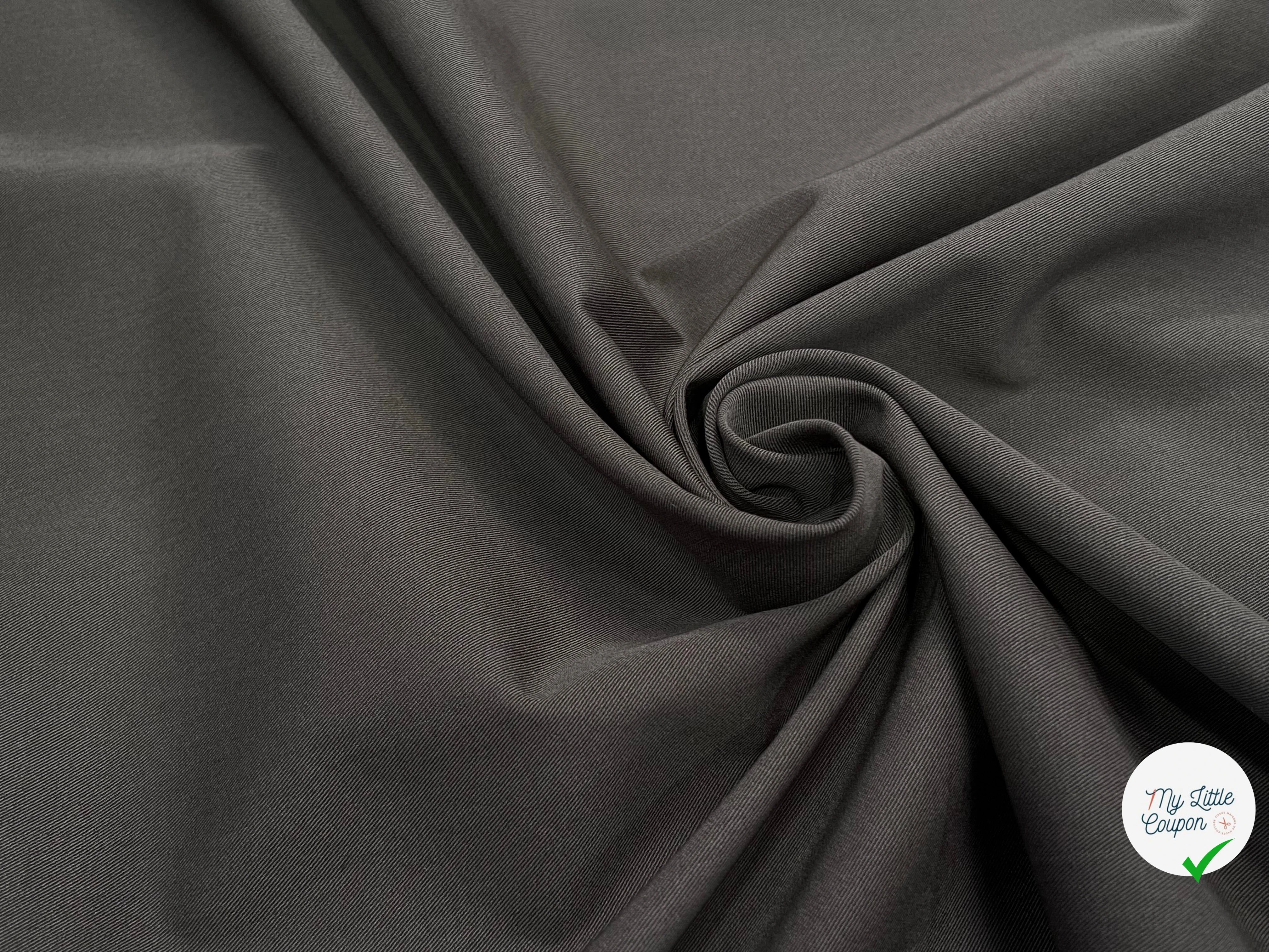 GABARDINE DE COTON LOURDE STRETCH GRIS KAKI - My Little Coupon