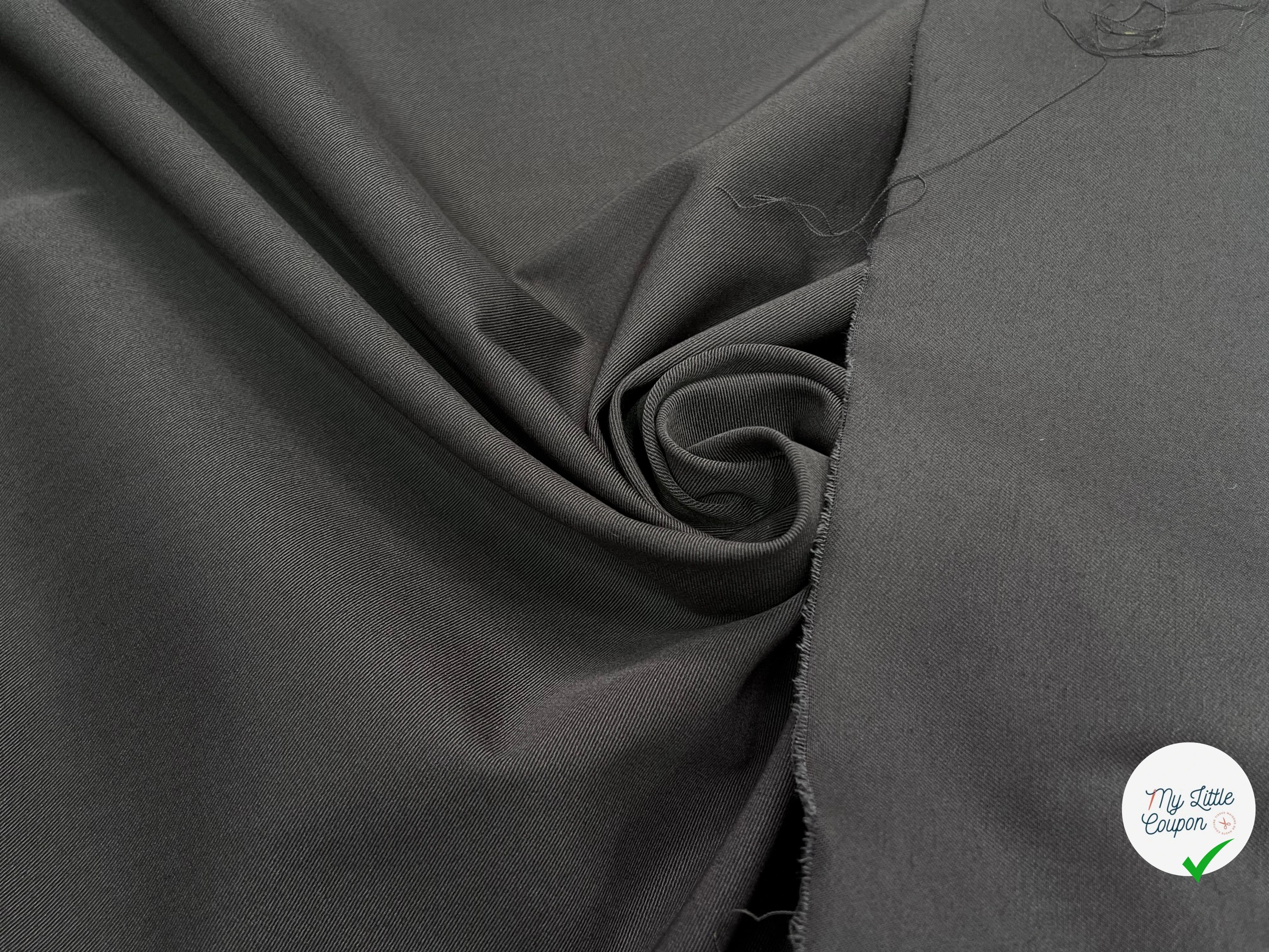 GABARDINE DE COTON LOURDE STRETCH GRIS KAKI - My Little Coupon