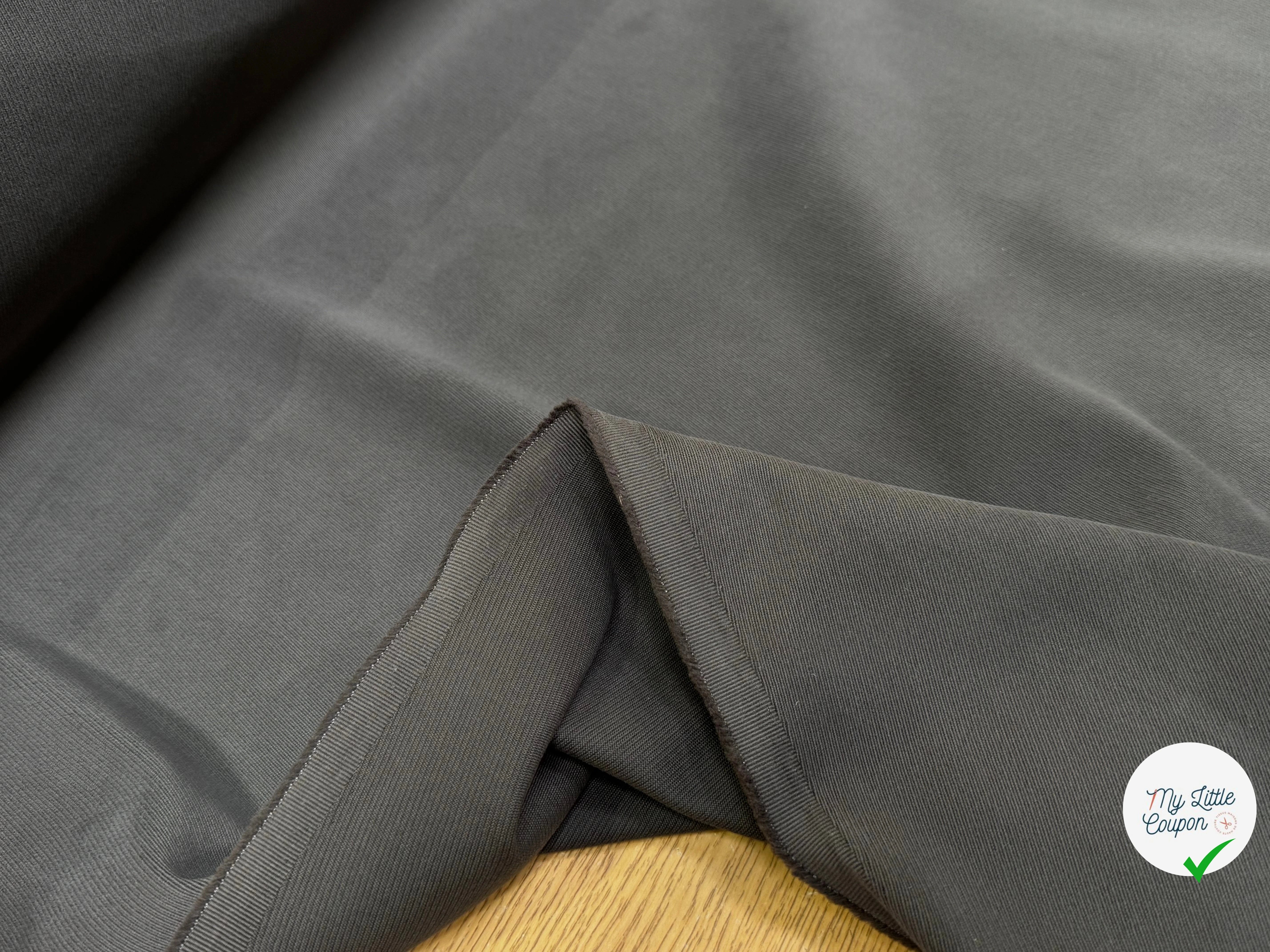 GABARDINE DE COTON LOURDE STRIÉE GRIS FONCÉ JAPAN - My Little Coupon