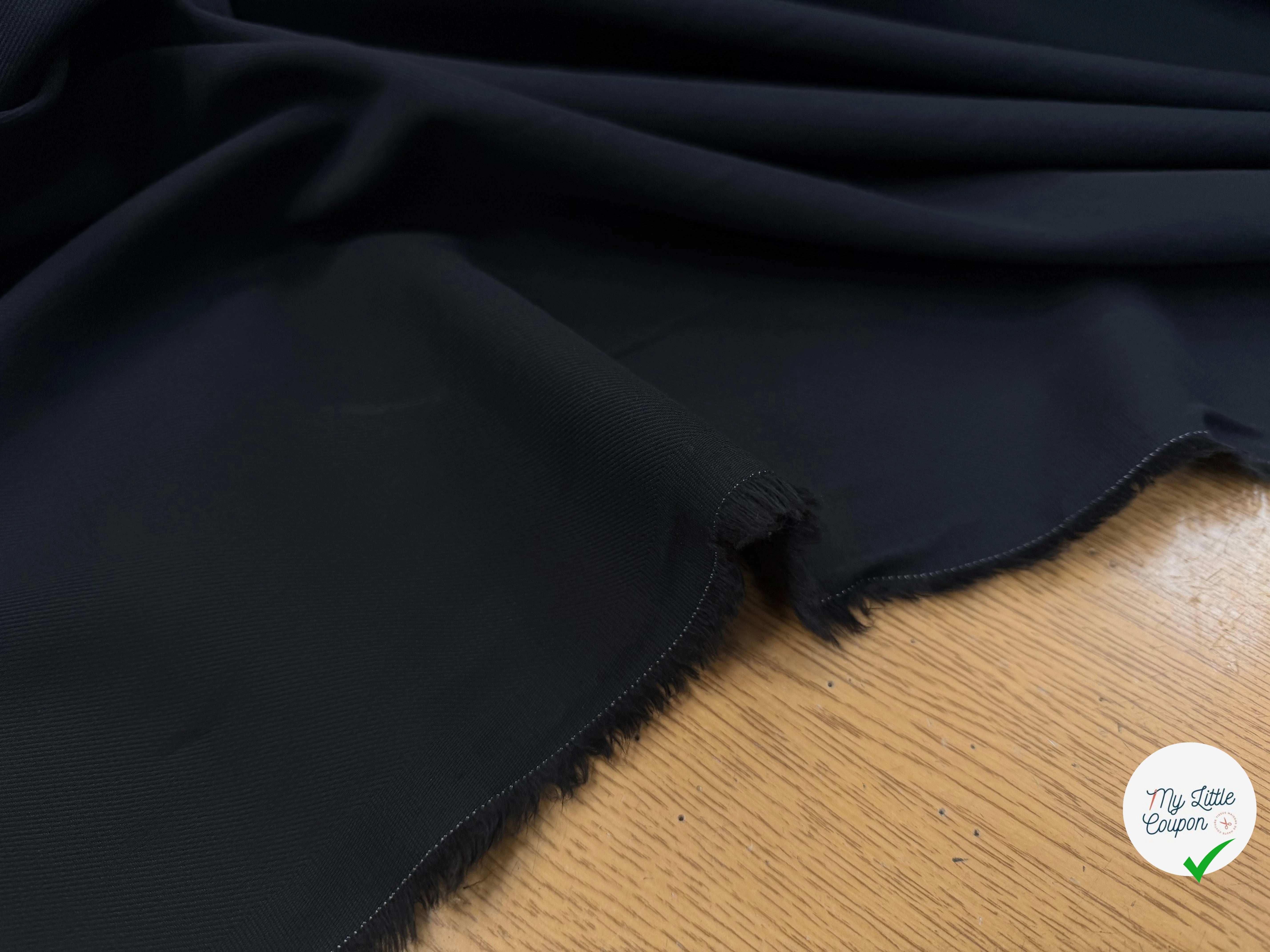 GABARDINE DE COTON NOIR ITALIE LAIZE 153CM - My Little Coupon