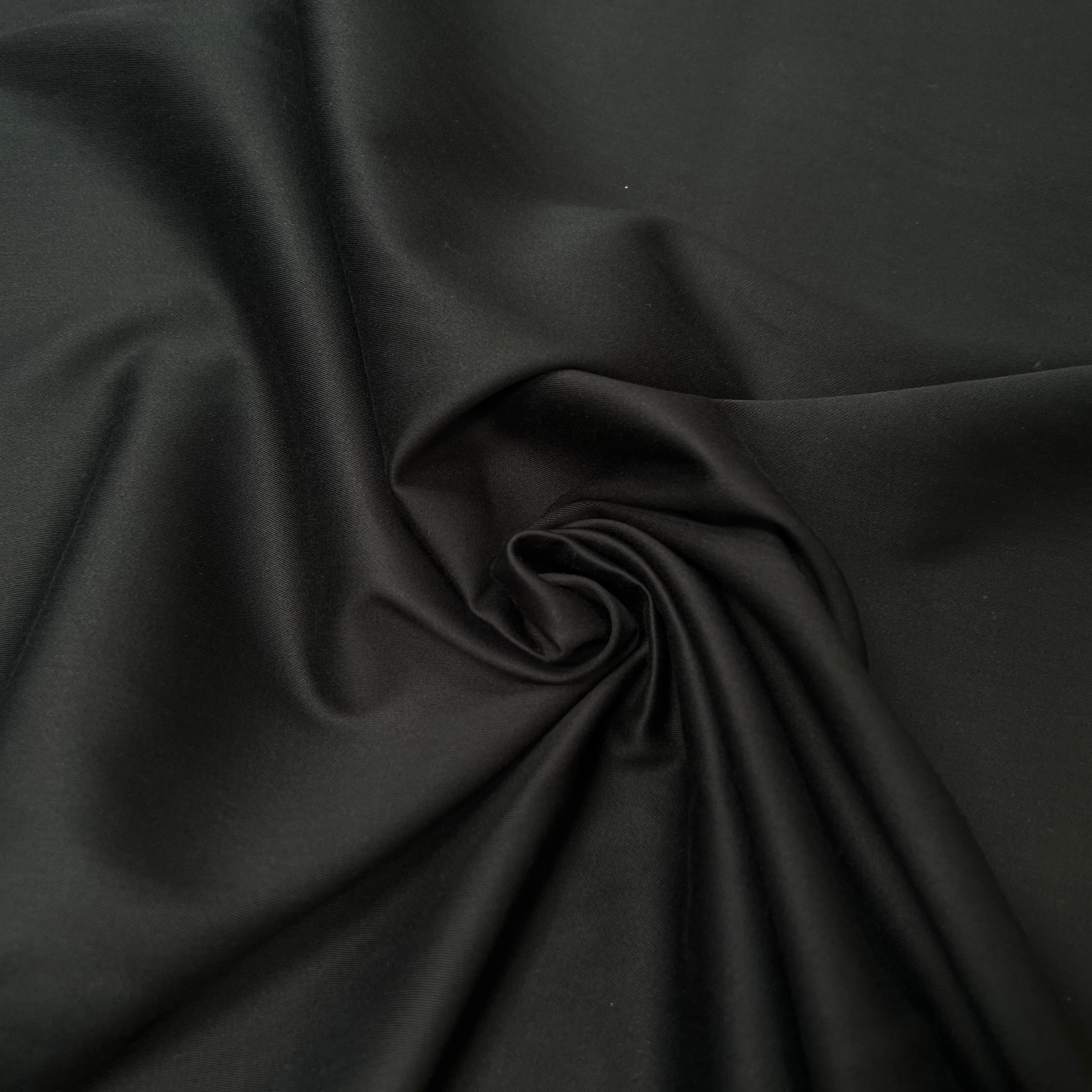 GABARDINE DE COTON NOIR SATINÉ - My Little Coupon