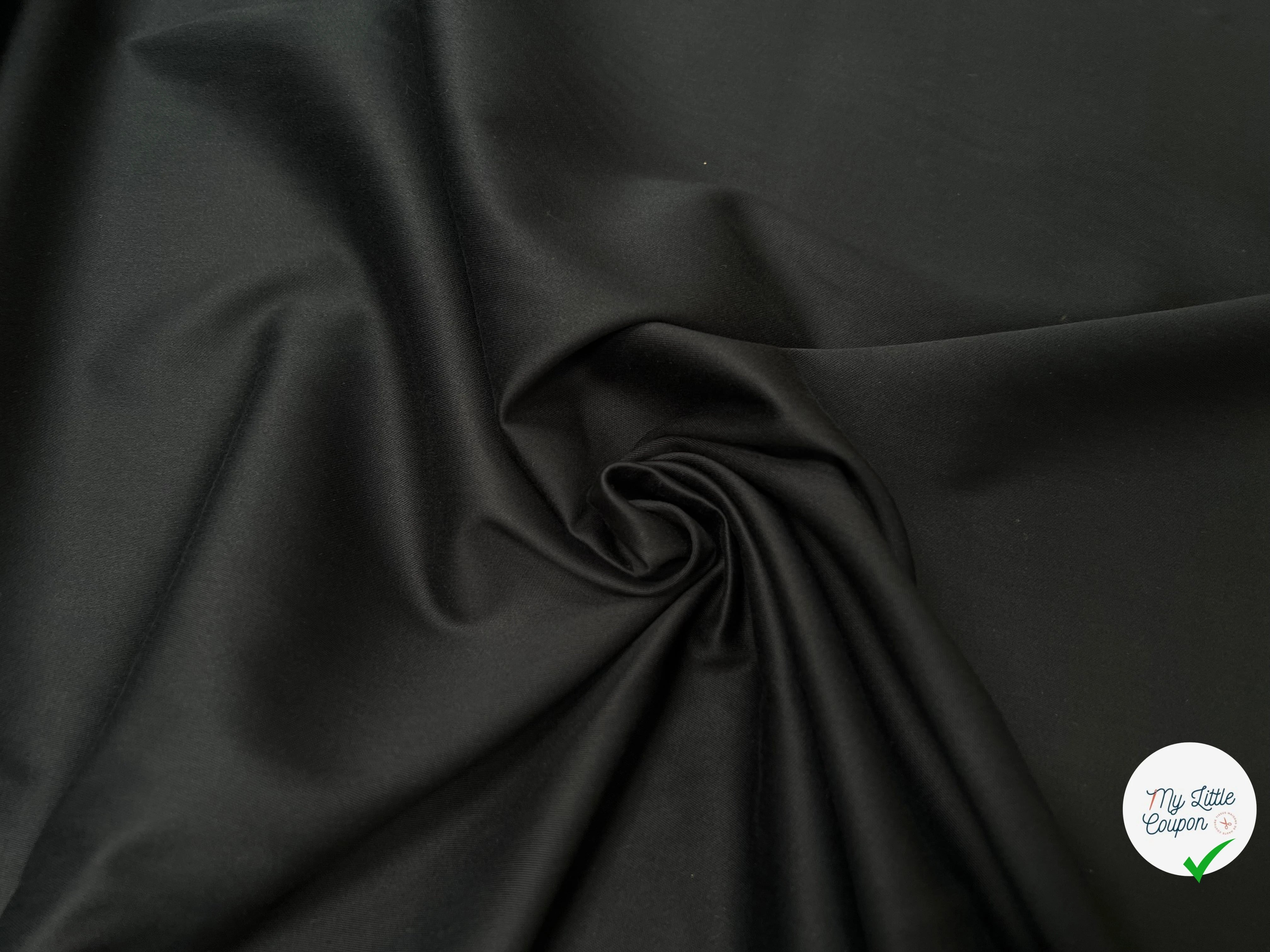 GABARDINE DE COTON NOIR SATINÉ - My Little Coupon