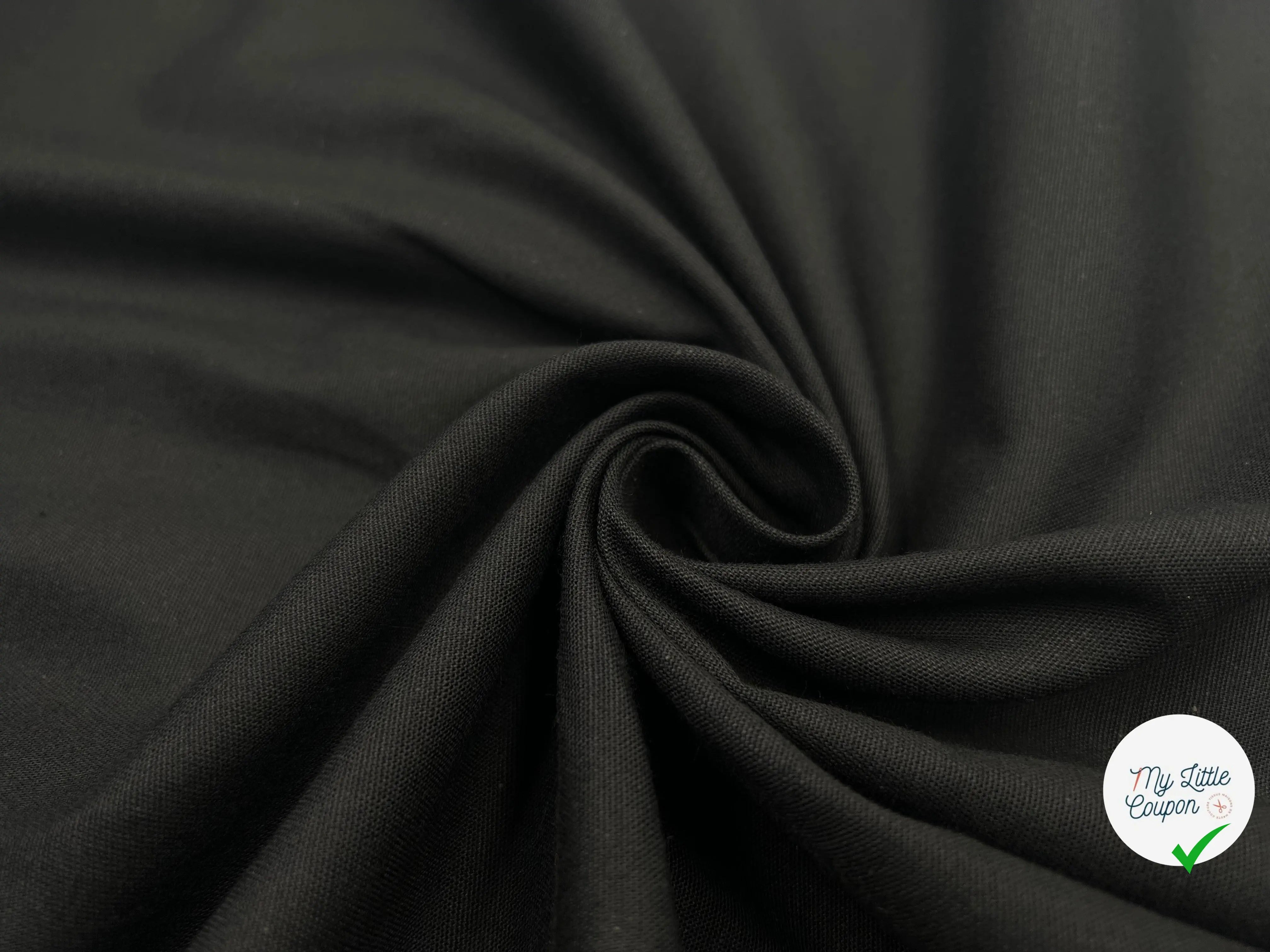 GABARDINE DE COTON NOIR TRÉS FINEMENT SERGÉE - My Little Coupon - tissu - coudre