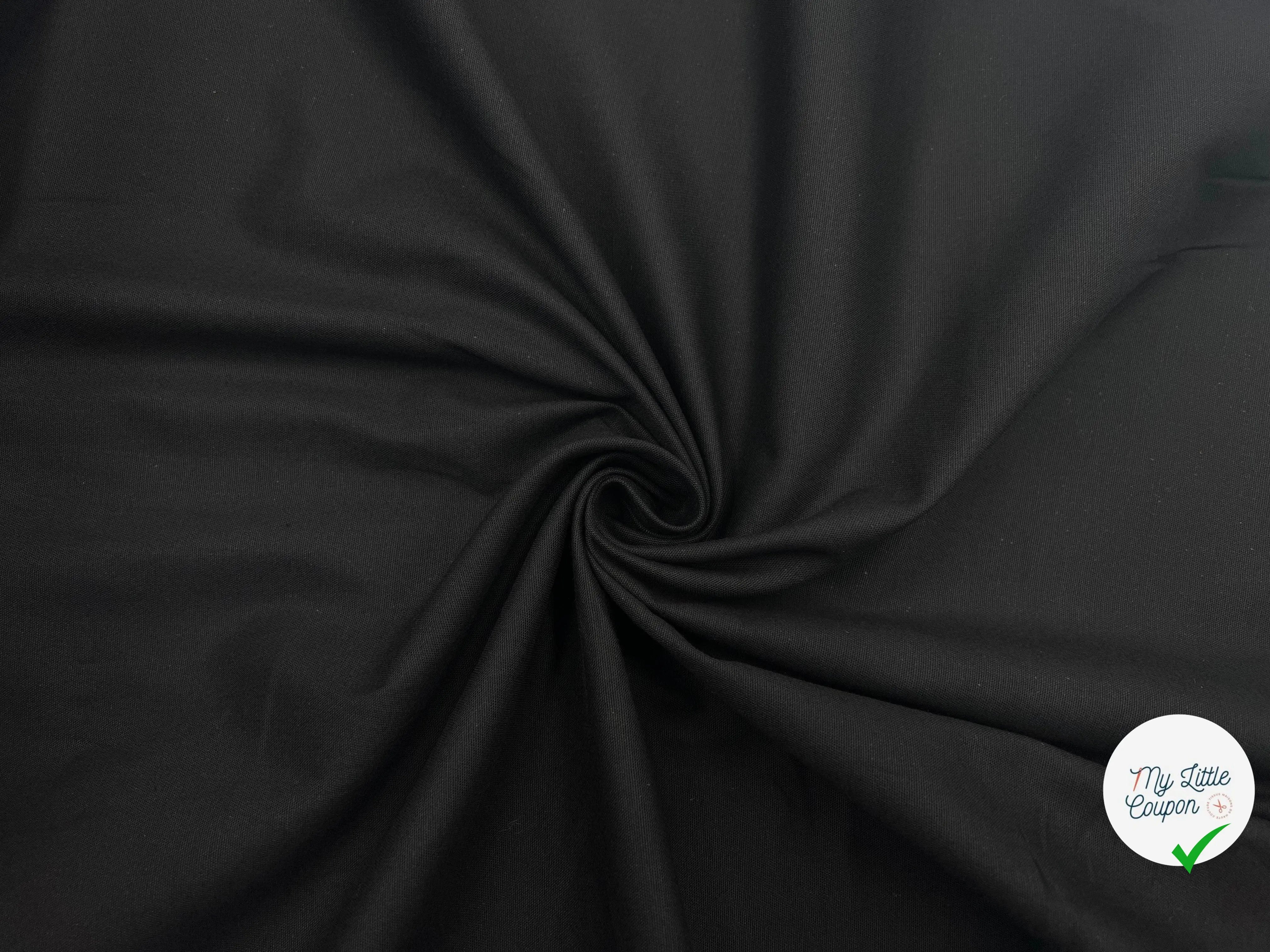 GABARDINE DE COTON NOIR TRÉS FINEMENT SERGÉE - My Little Coupon - tissu - coudre