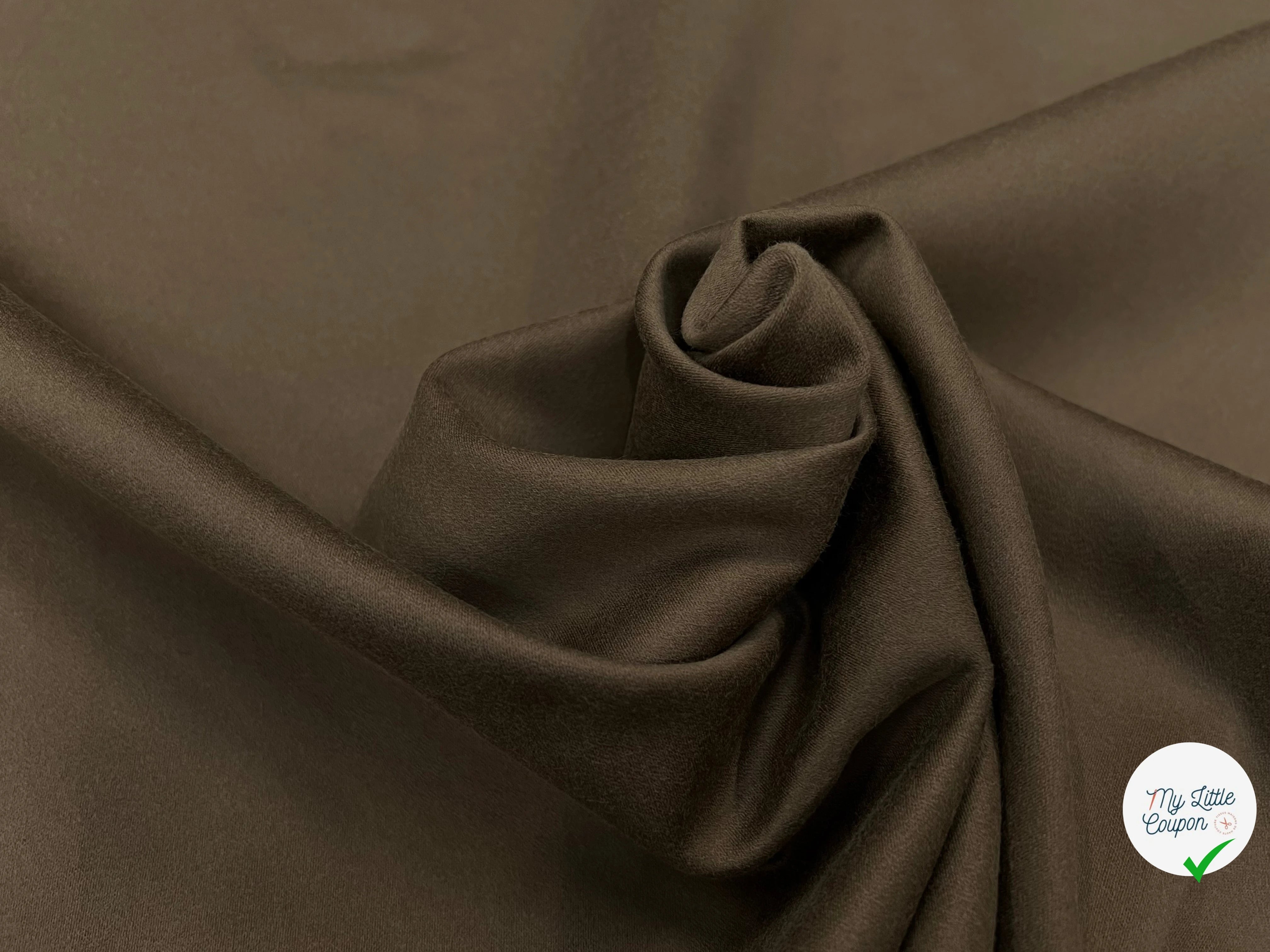 GABARDINE DE COTON PEIGNÉE CAMEL FONCÉ JAPON 118CM LAIZE - My Little Coupon