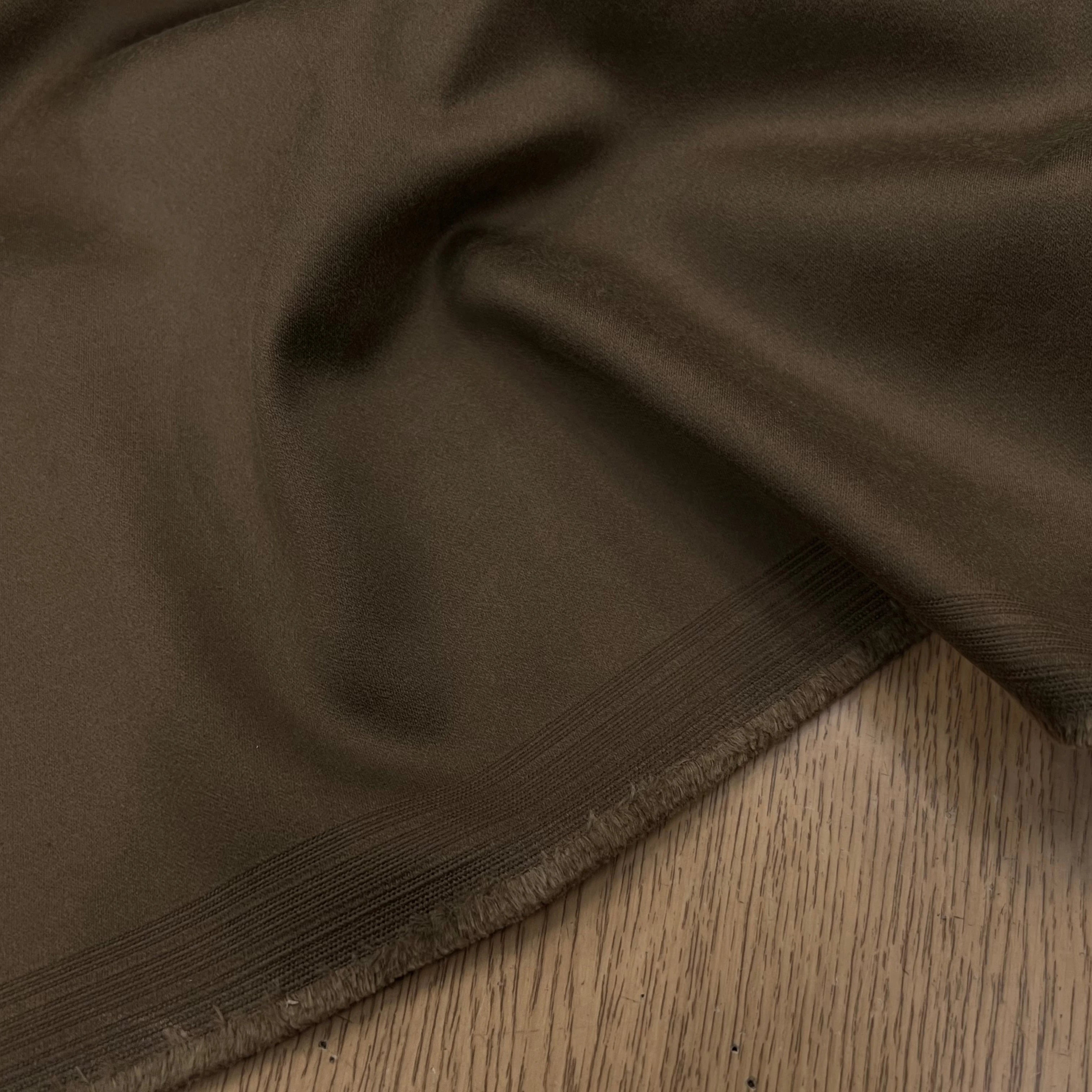 GABARDINE DE COTON PEIGNÉE CAMEL FONCÉ JAPON 118CM LAIZE - My Little Coupon