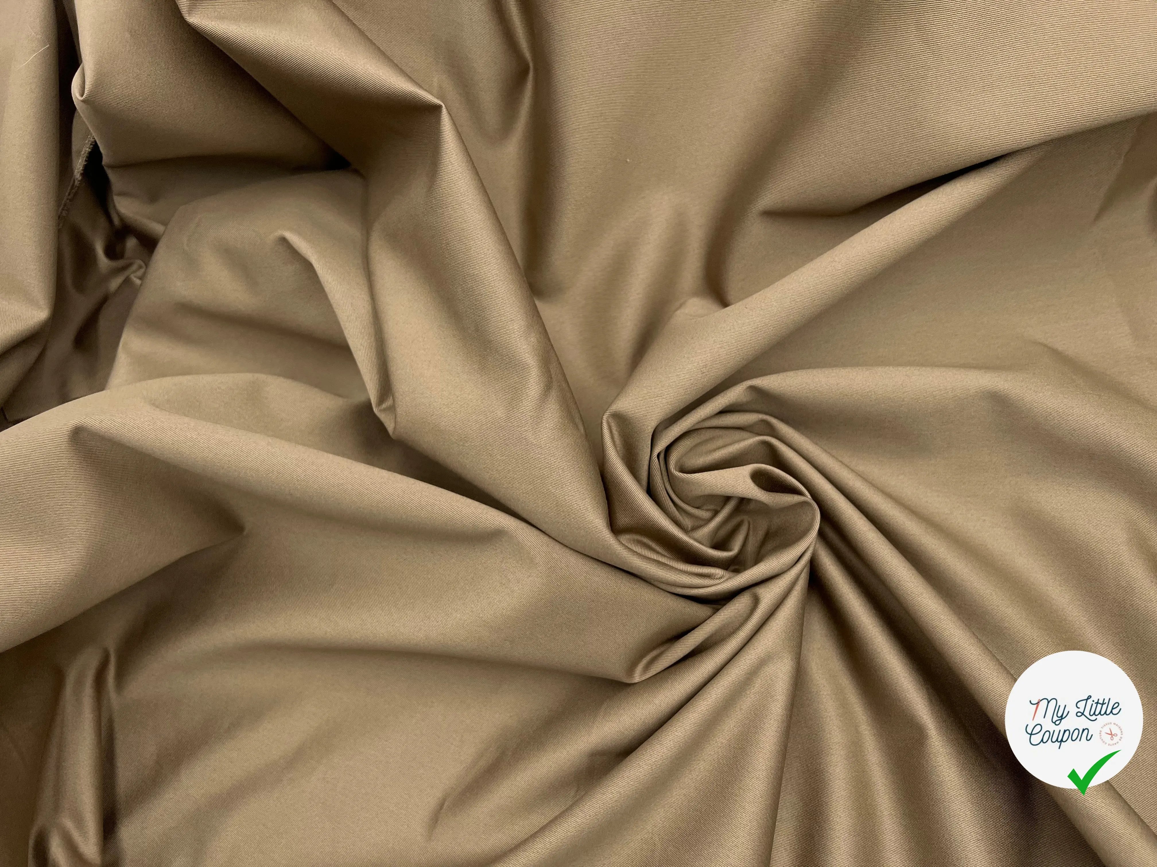 GABARDINE DE COTON PEIGNÉE COFFEE - My Little Coupon - tissu - coudre