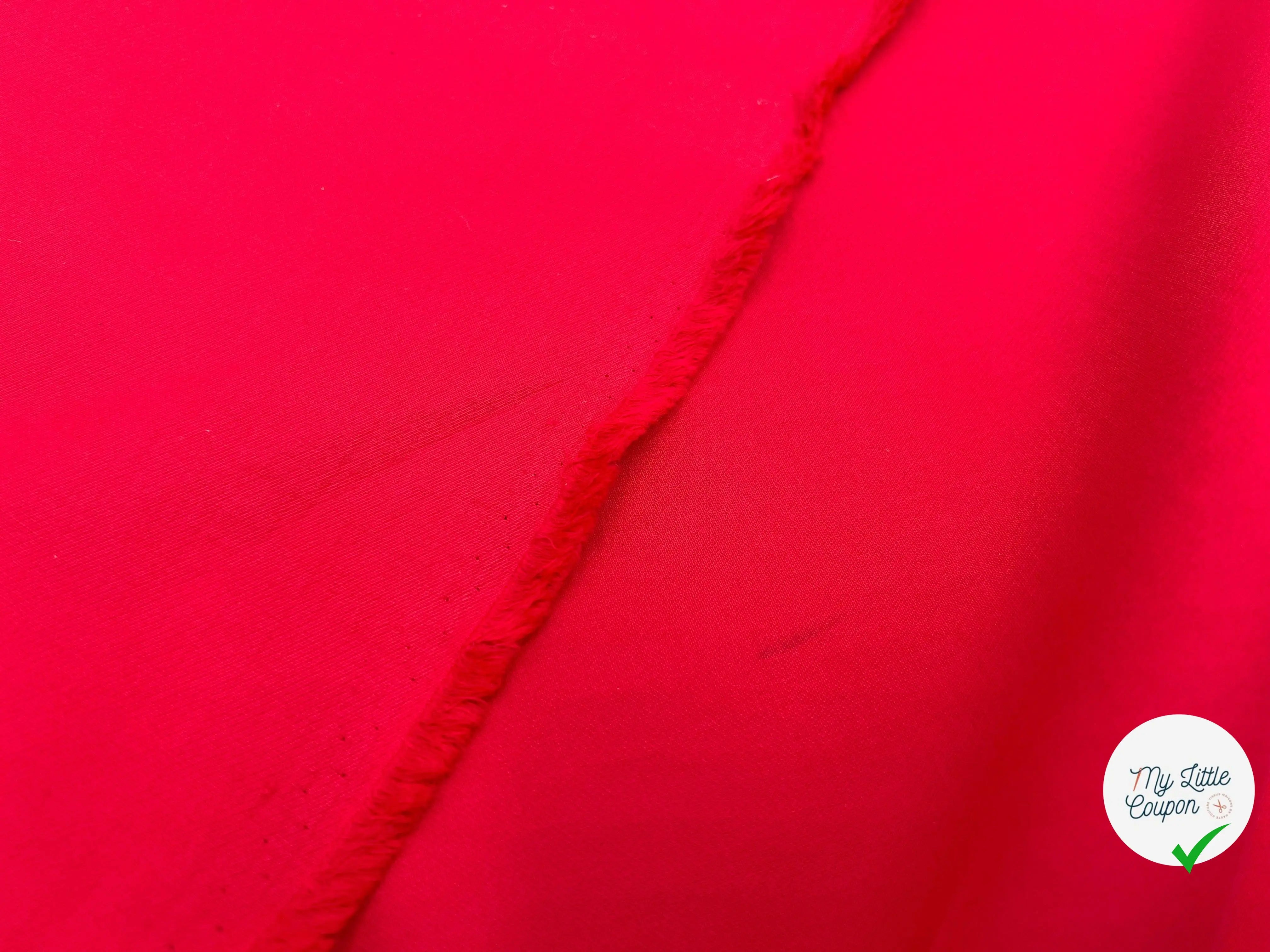 GABARDINE DE COTON ROUGE LIPSTICK - My Little Coupon - tissu - coudre