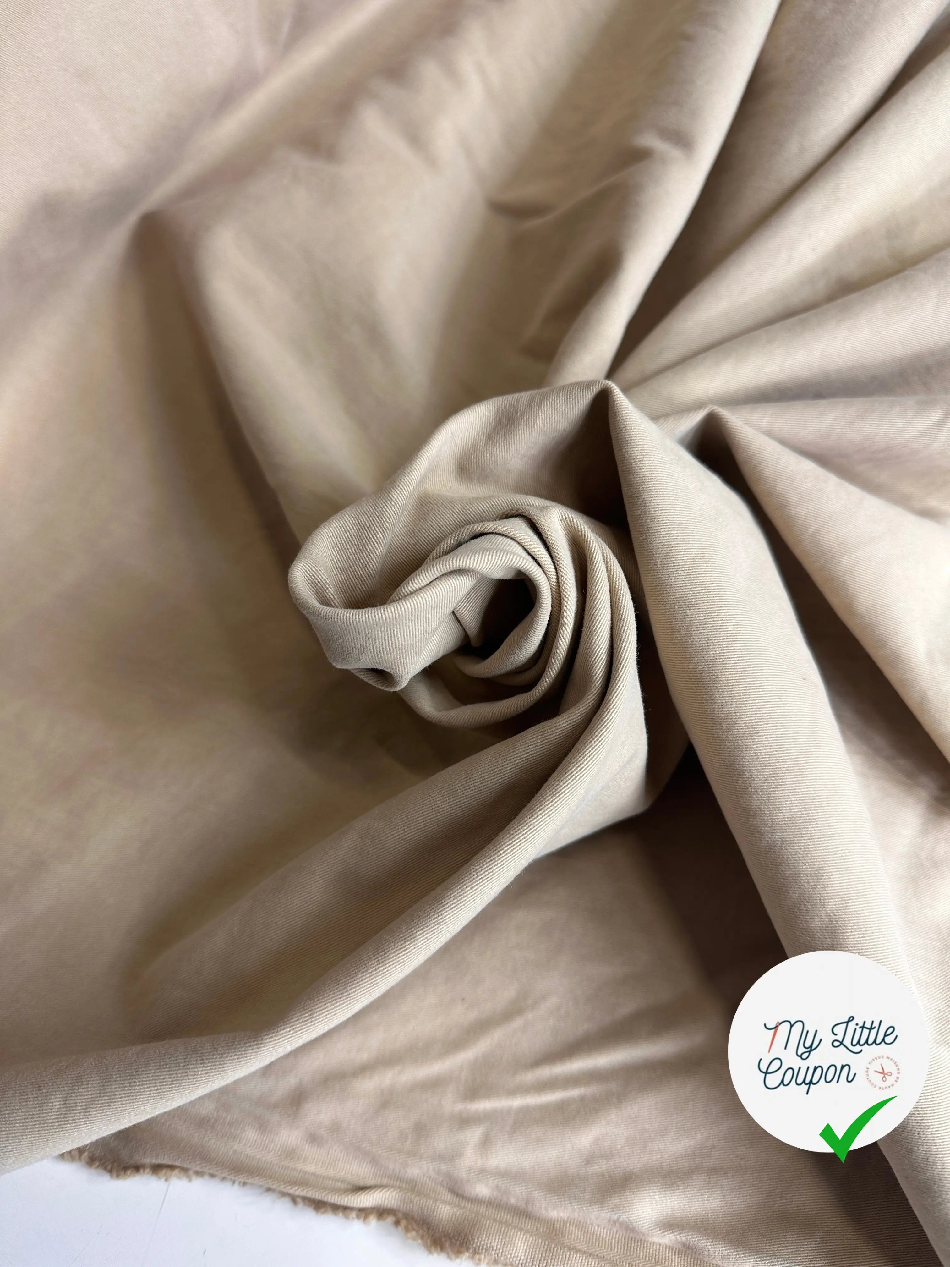 GABARDINE DE COTON SABLE ENVERS PEACHSKIN ET STRETCH MSO