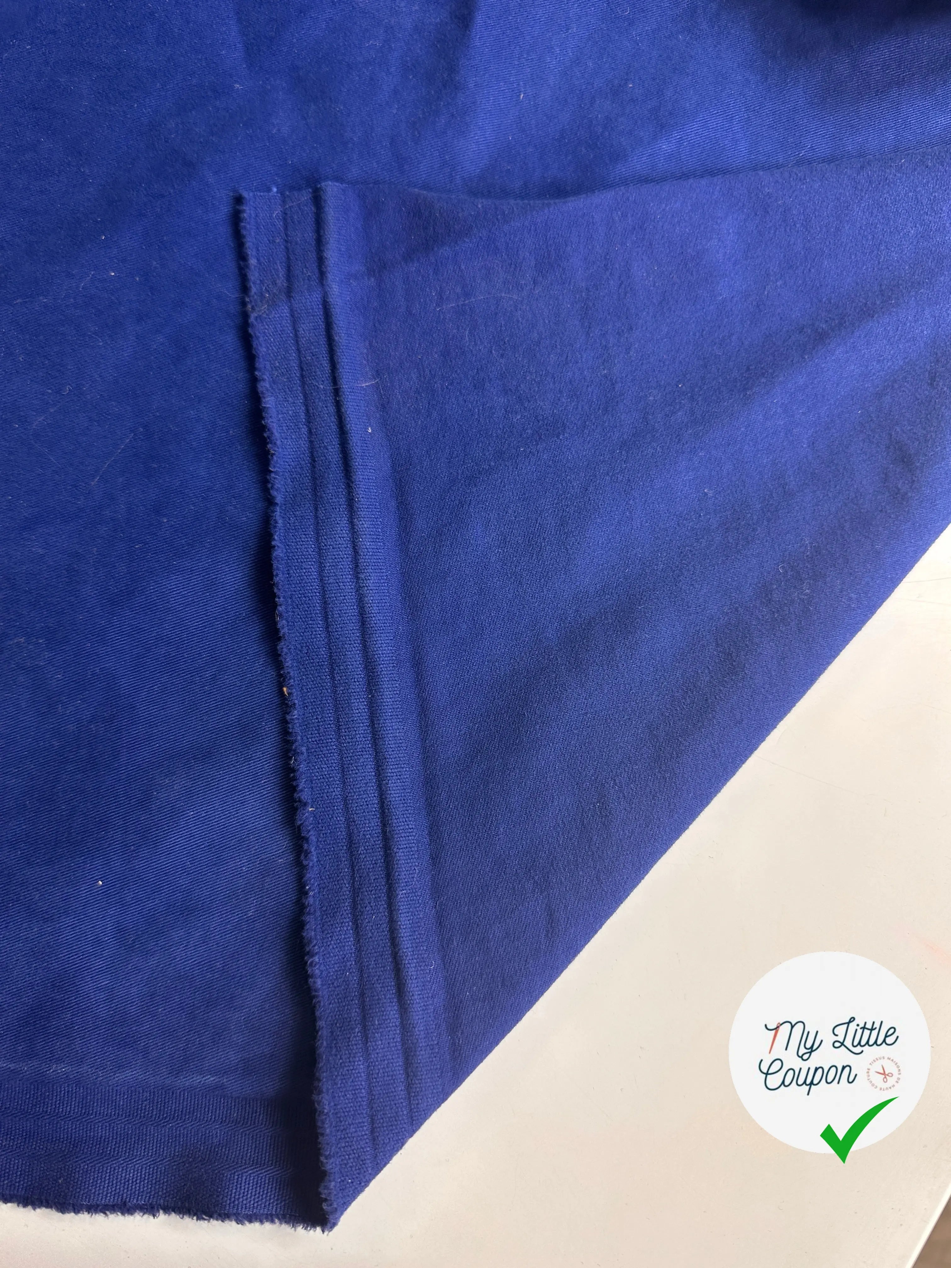 GABARDINE DE COTON SABLEE STRETCH PEACHSKIN INDIGO MSO