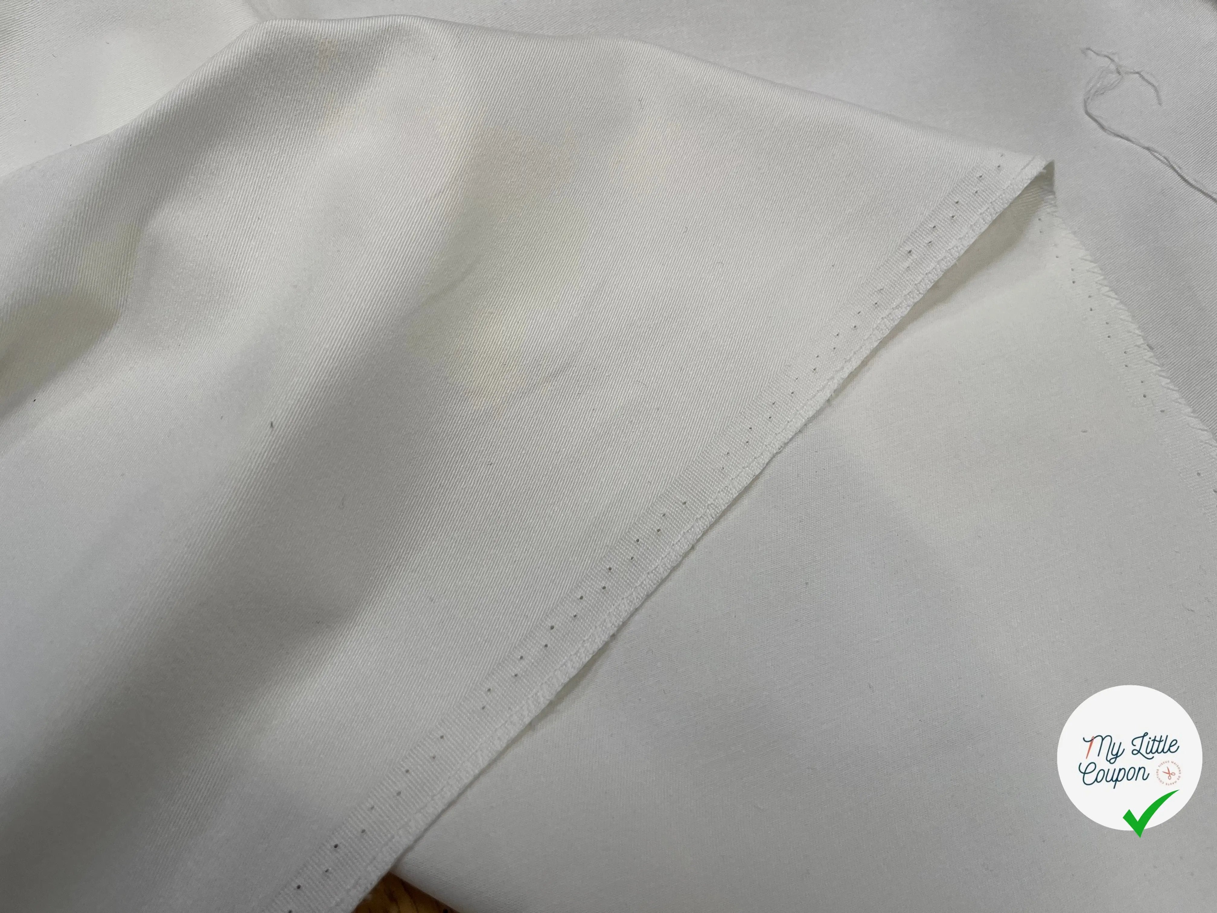 GABARDINE DE COTON STRECH BLANC CASSÉ - My Little Coupon