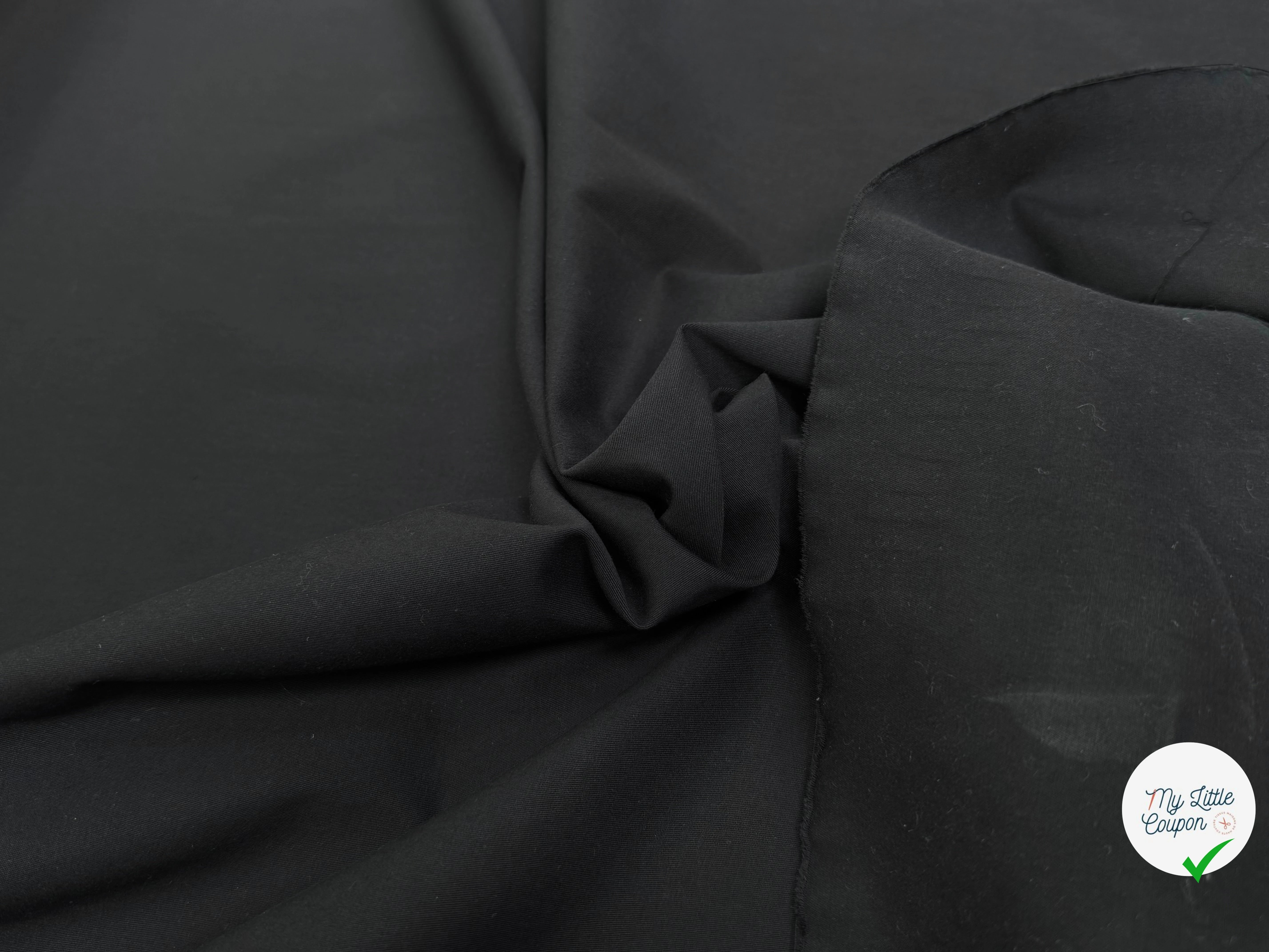 GABARDINE DE COTON STRETCH NOIR QUALITÉ COUTURE - My Little Coupon