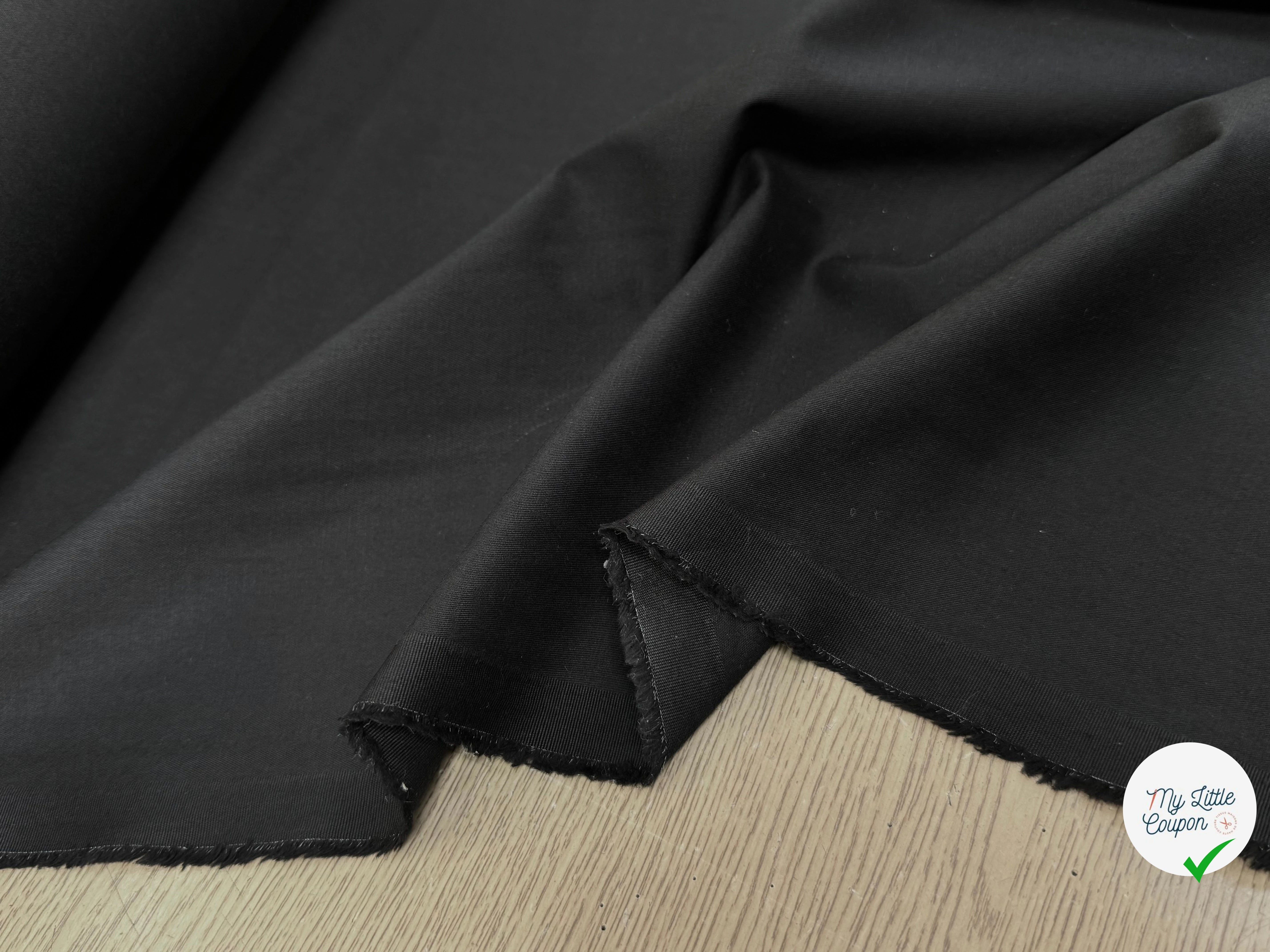 GABARDINE DE COTON STRETCH NOIR QUALITÉ COUTURE - My Little Coupon