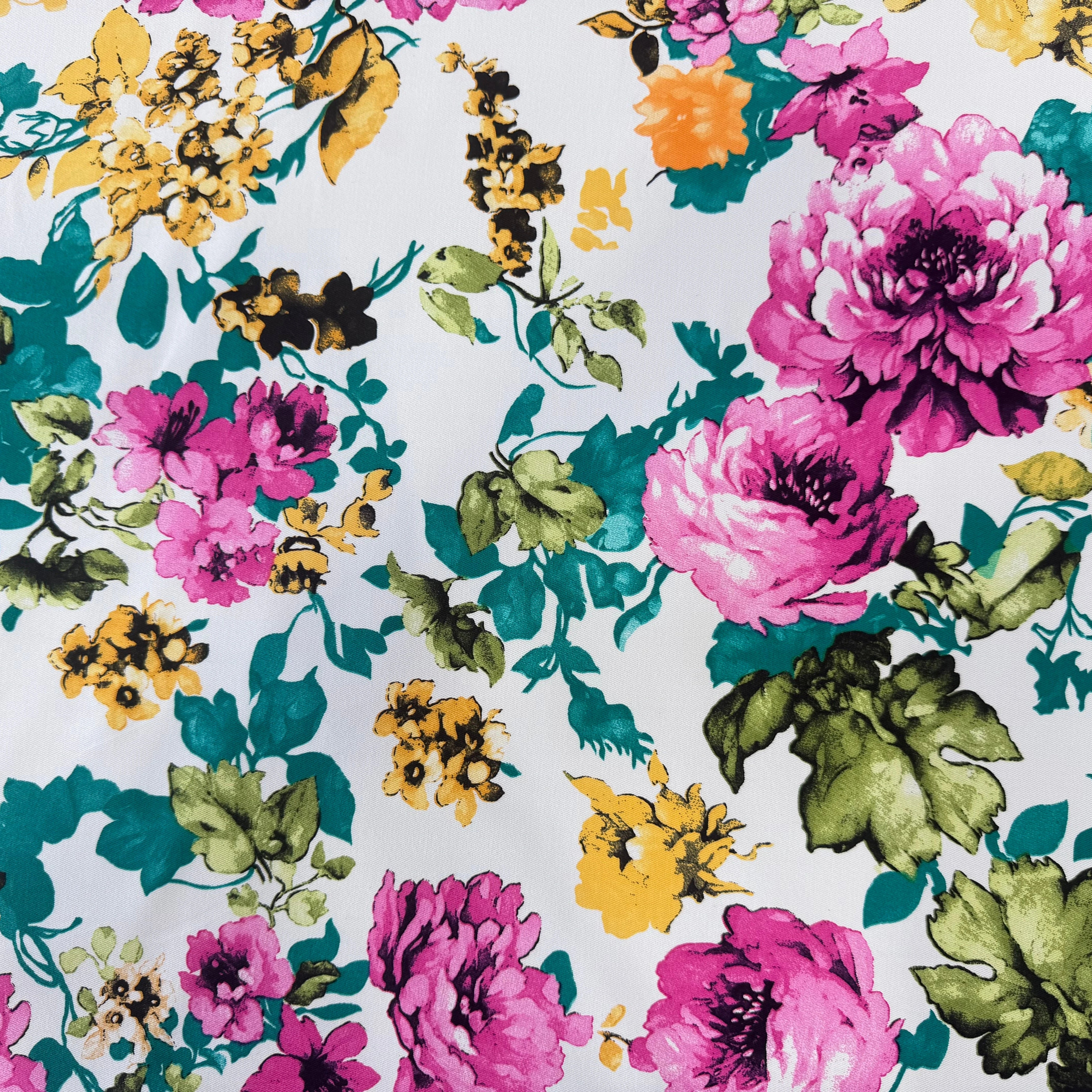 GABARDINE DE COTON STRETCH ROSIER BLANC - My Little Coupon