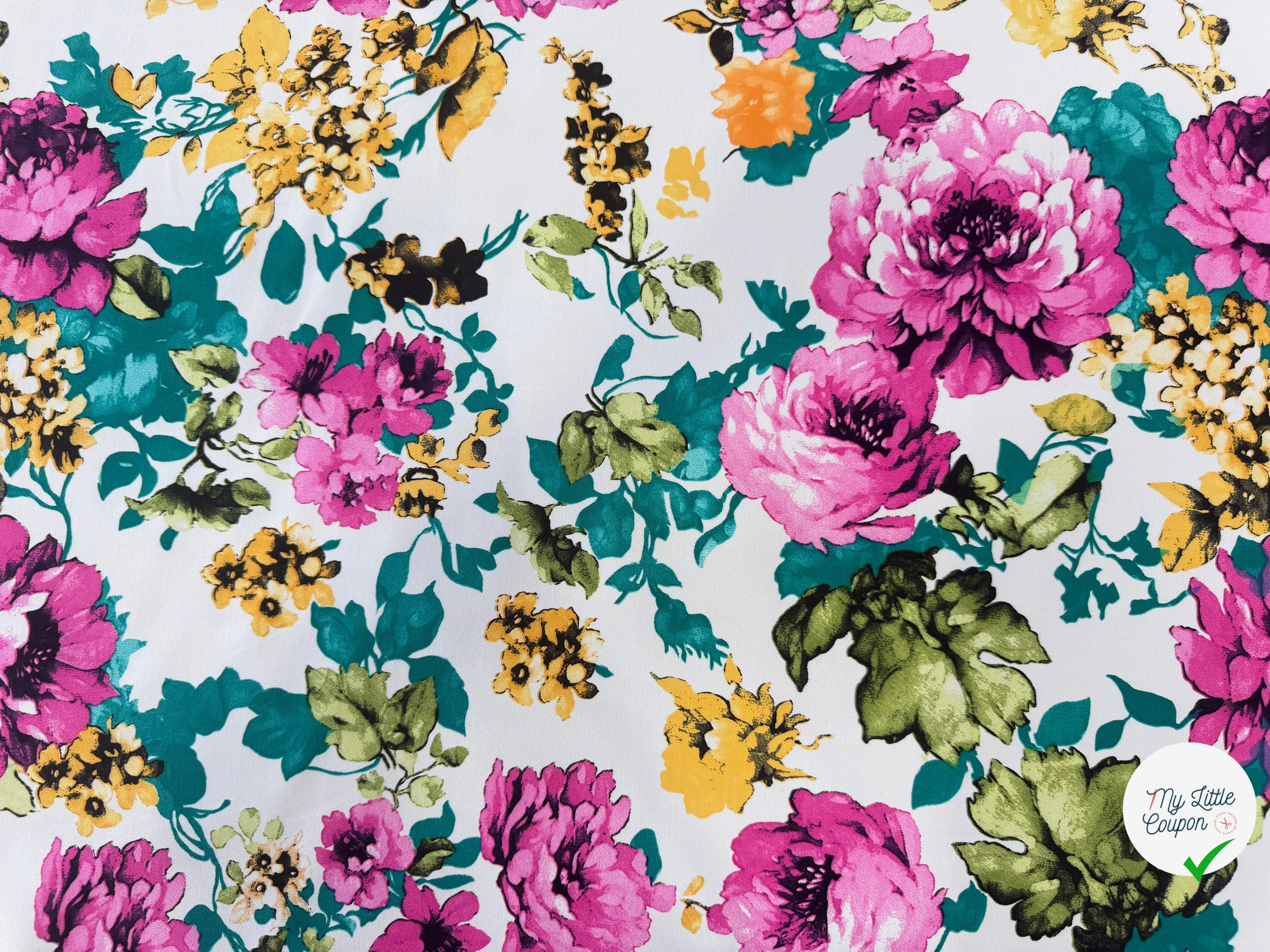 GABARDINE DE COTON STRETCH ROSIER BLANC - My Little Coupon