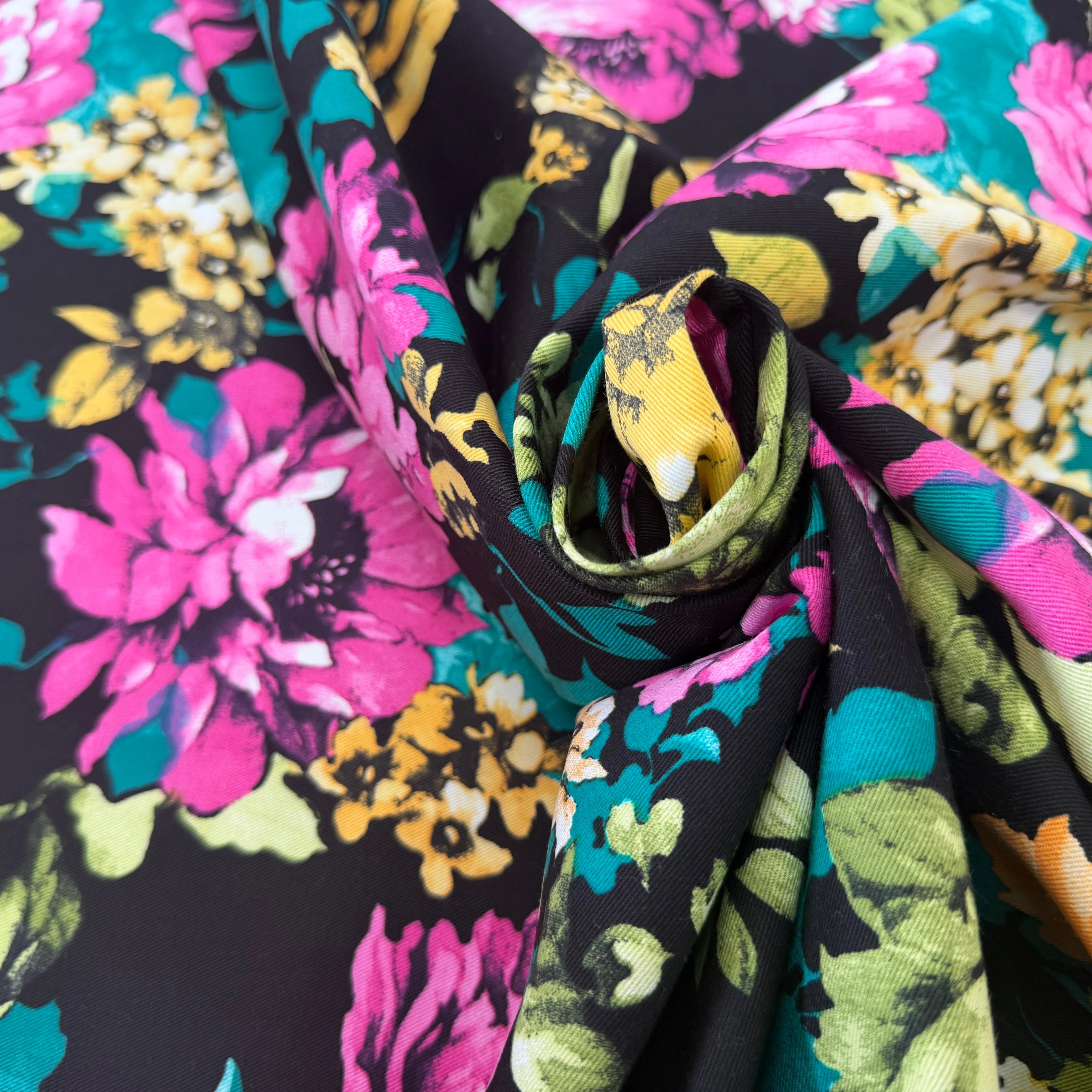 GABARDINE DE COTON STRETCH ROSIER NOIR - My Little Coupon