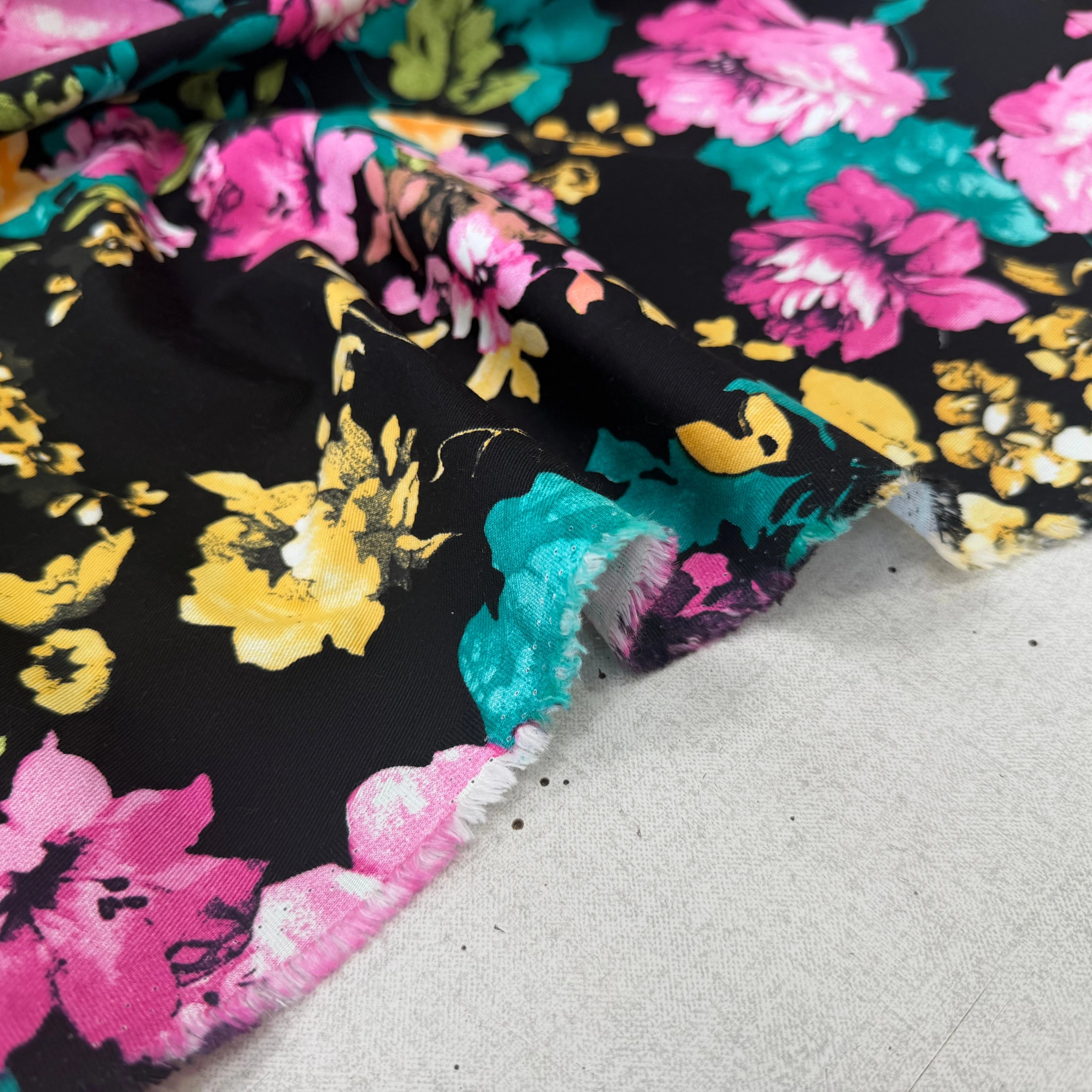 GABARDINE DE COTON STRETCH ROSIER NOIR - My Little Coupon