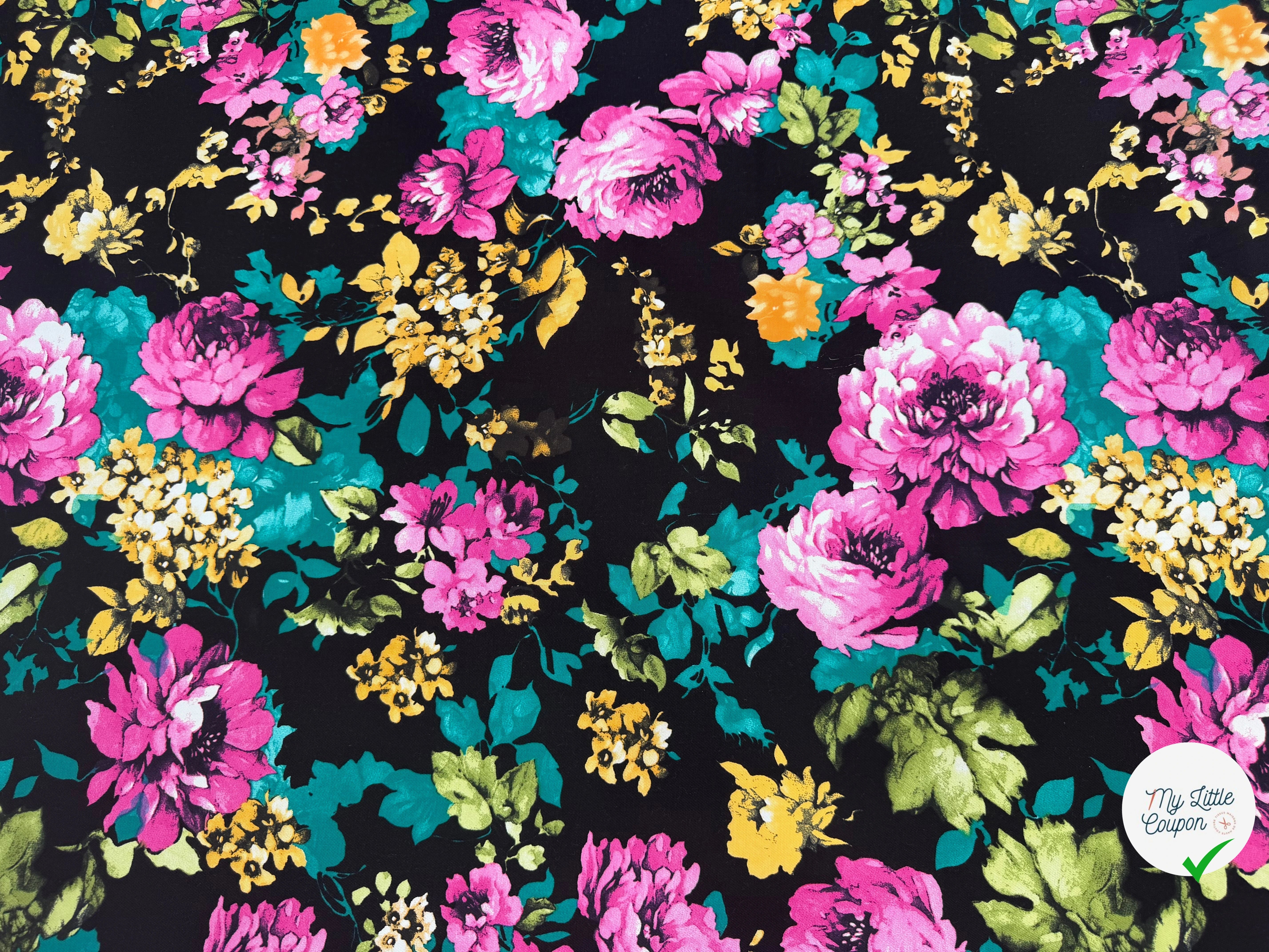 GABARDINE DE COTON STRETCH ROSIER NOIR - My Little Coupon