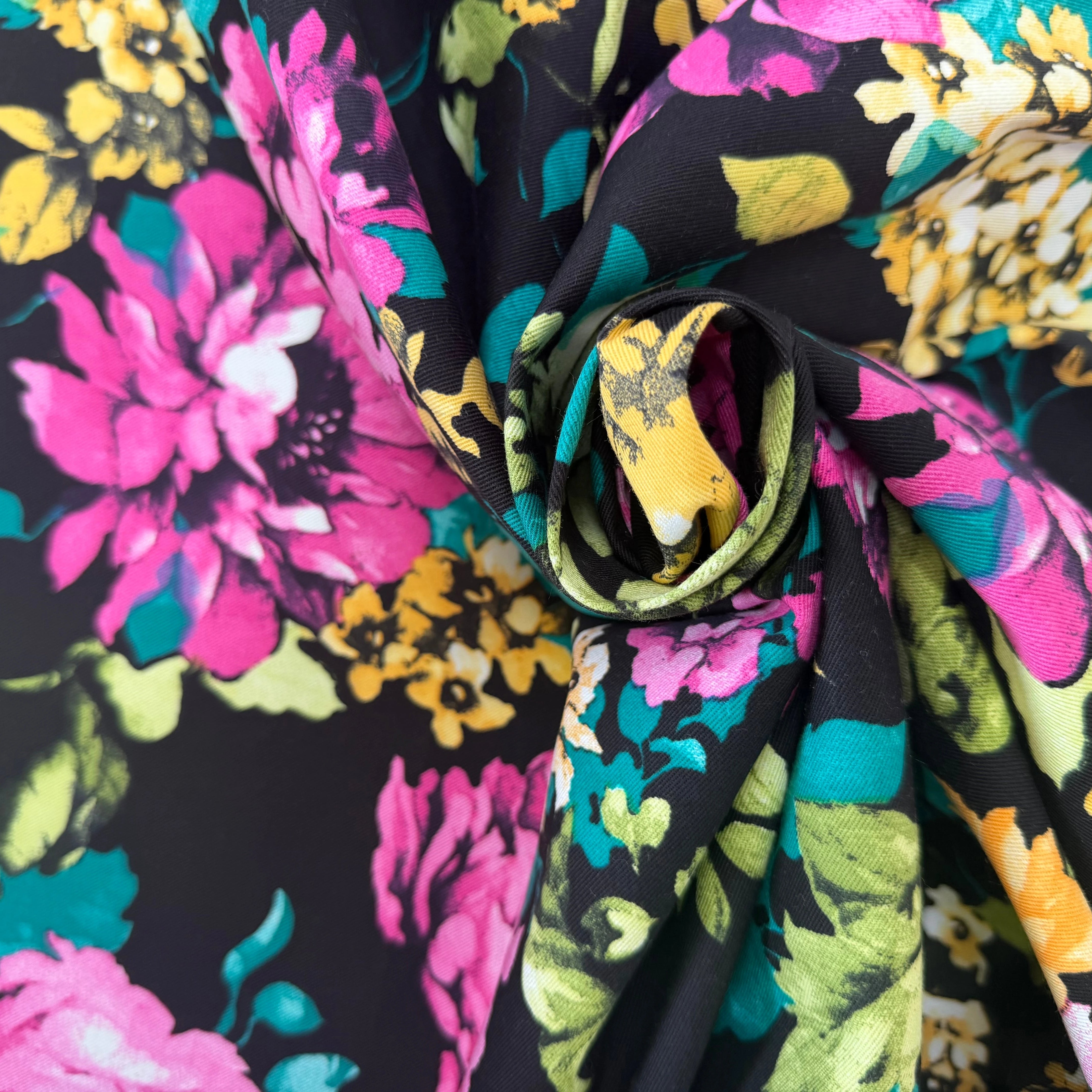 GABARDINE DE COTON STRETCH ROSIER NOIR - My Little Coupon