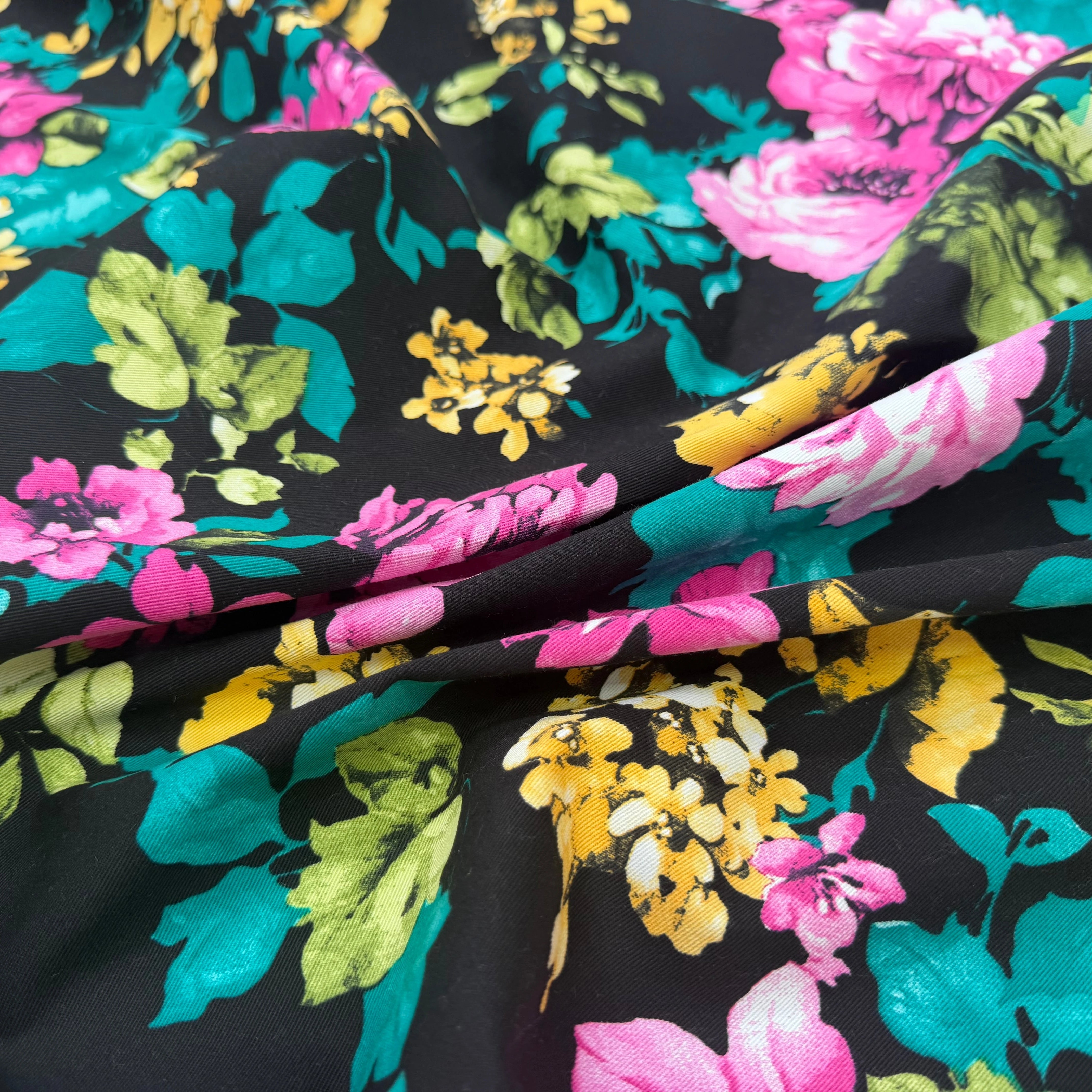 GABARDINE DE COTON STRETCH ROSIER NOIR - My Little Coupon