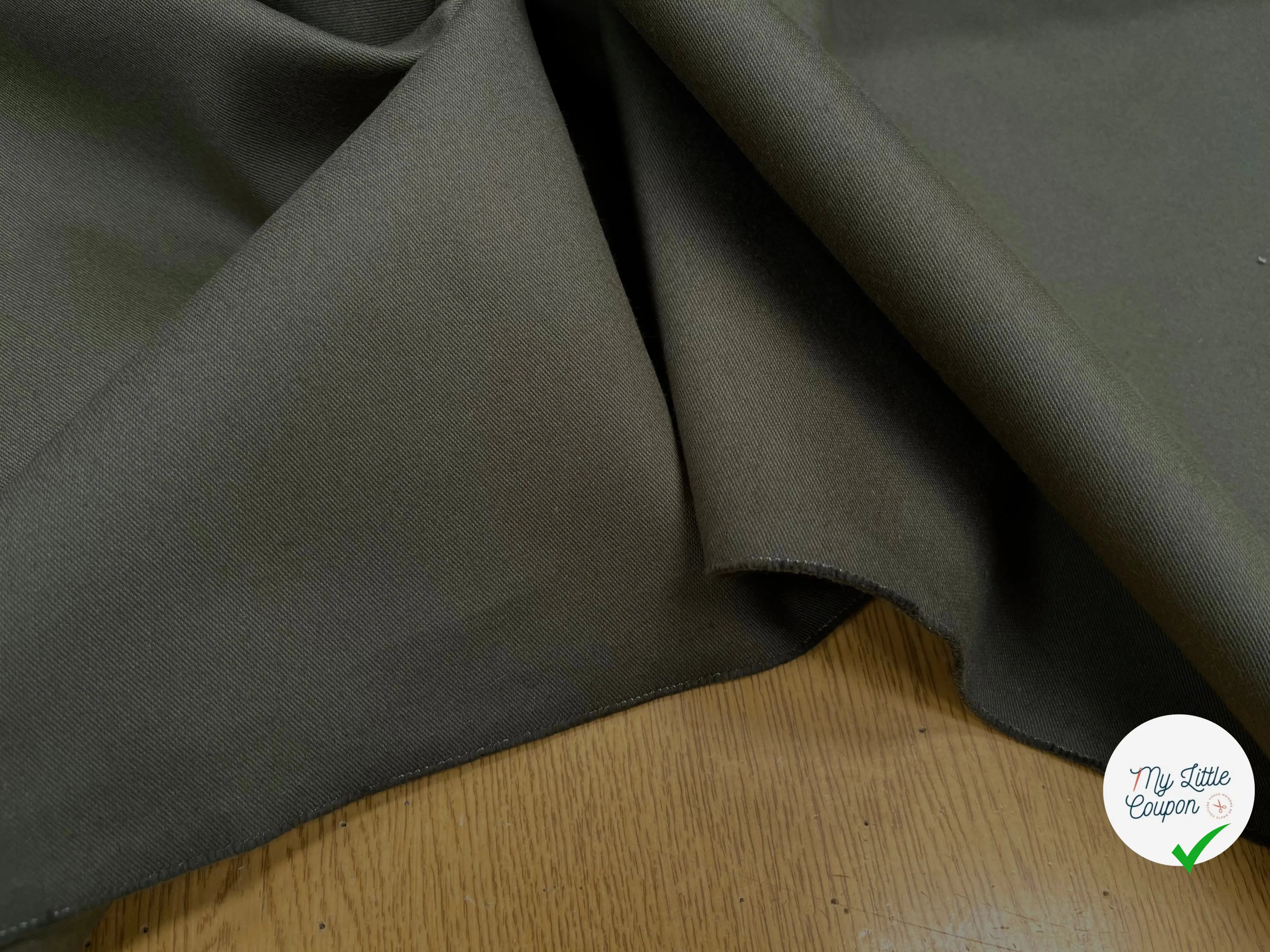 GABARDINE DE COTON STRIÉ KAKI - My Little Coupon