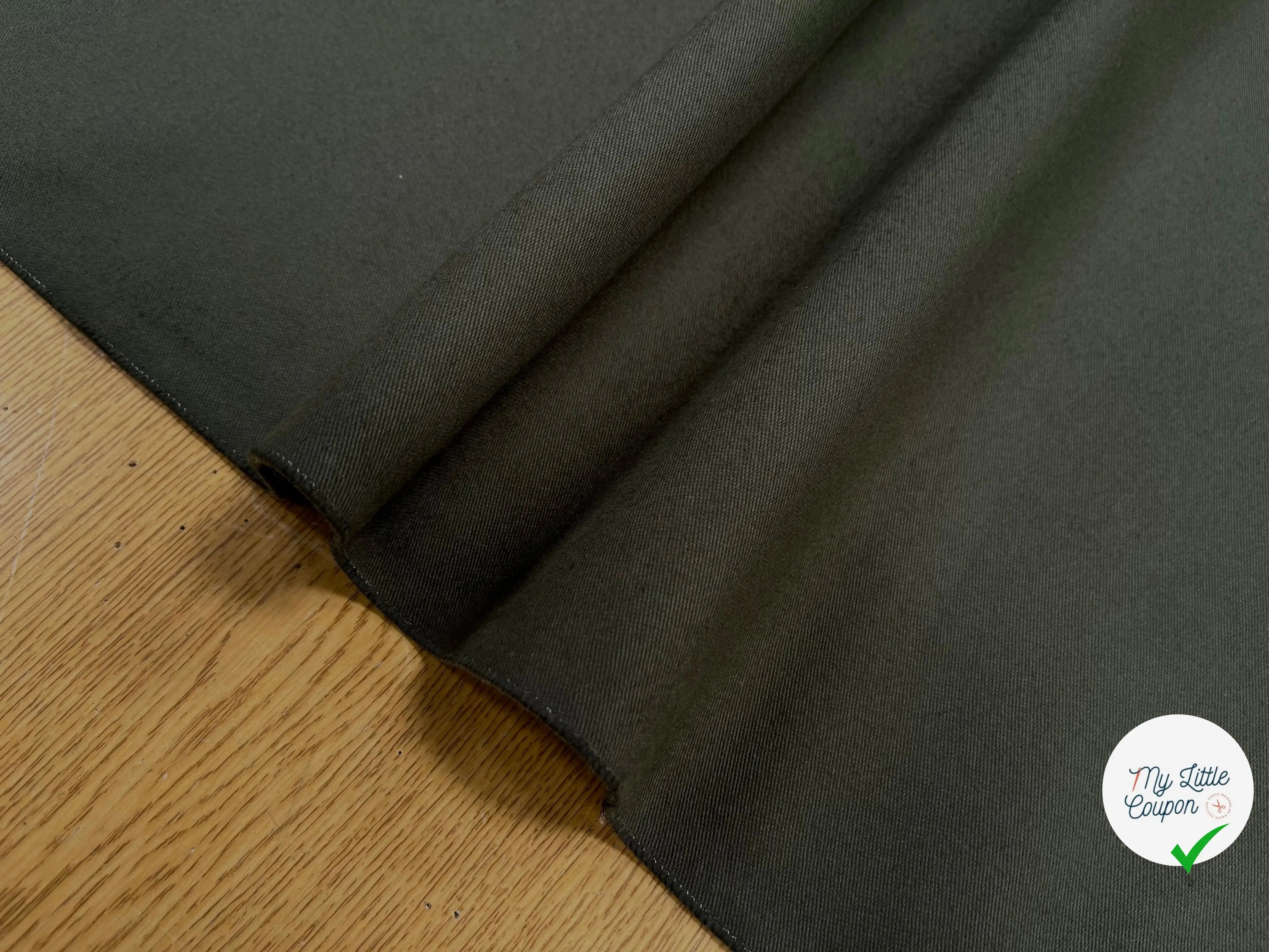 GABARDINE DE COTON STRIÉ KAKI - My Little Coupon