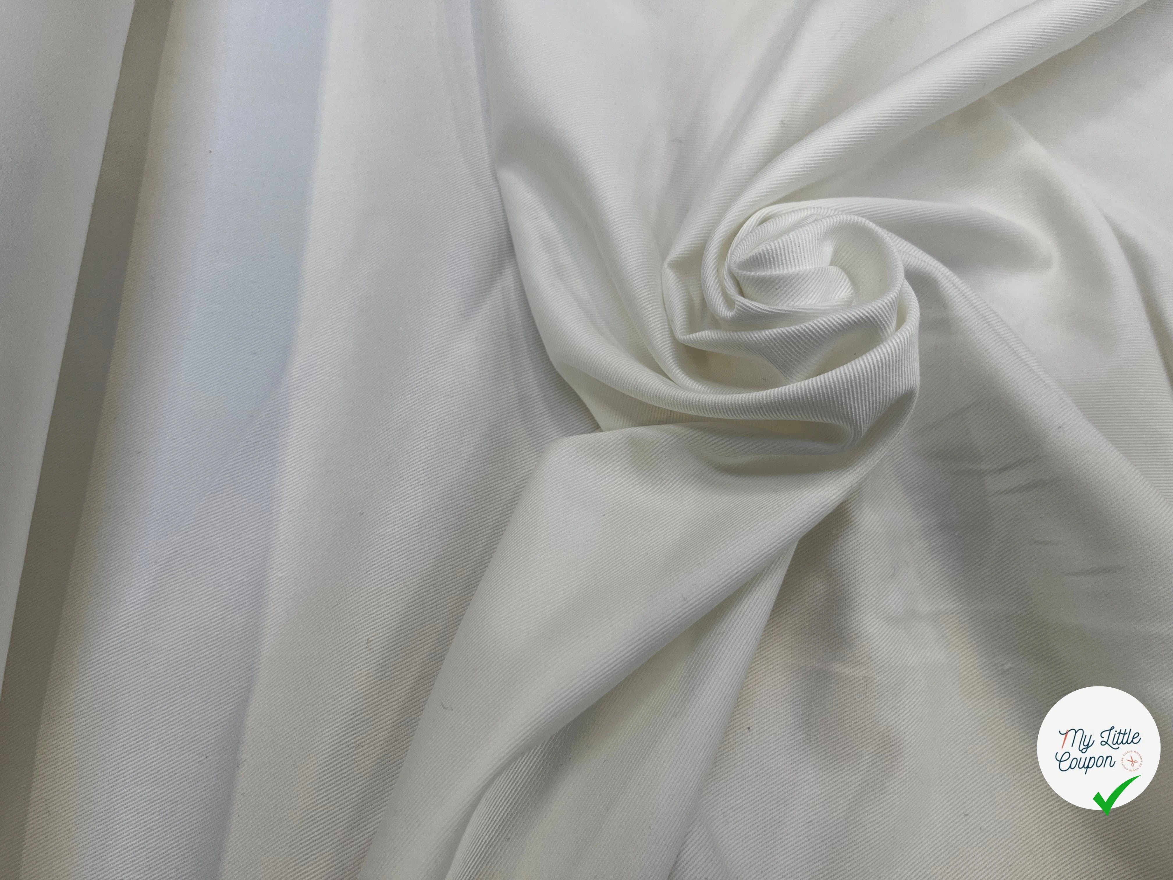 GABARDINE DE COTON STRIÉE BLANC - My Little Coupon