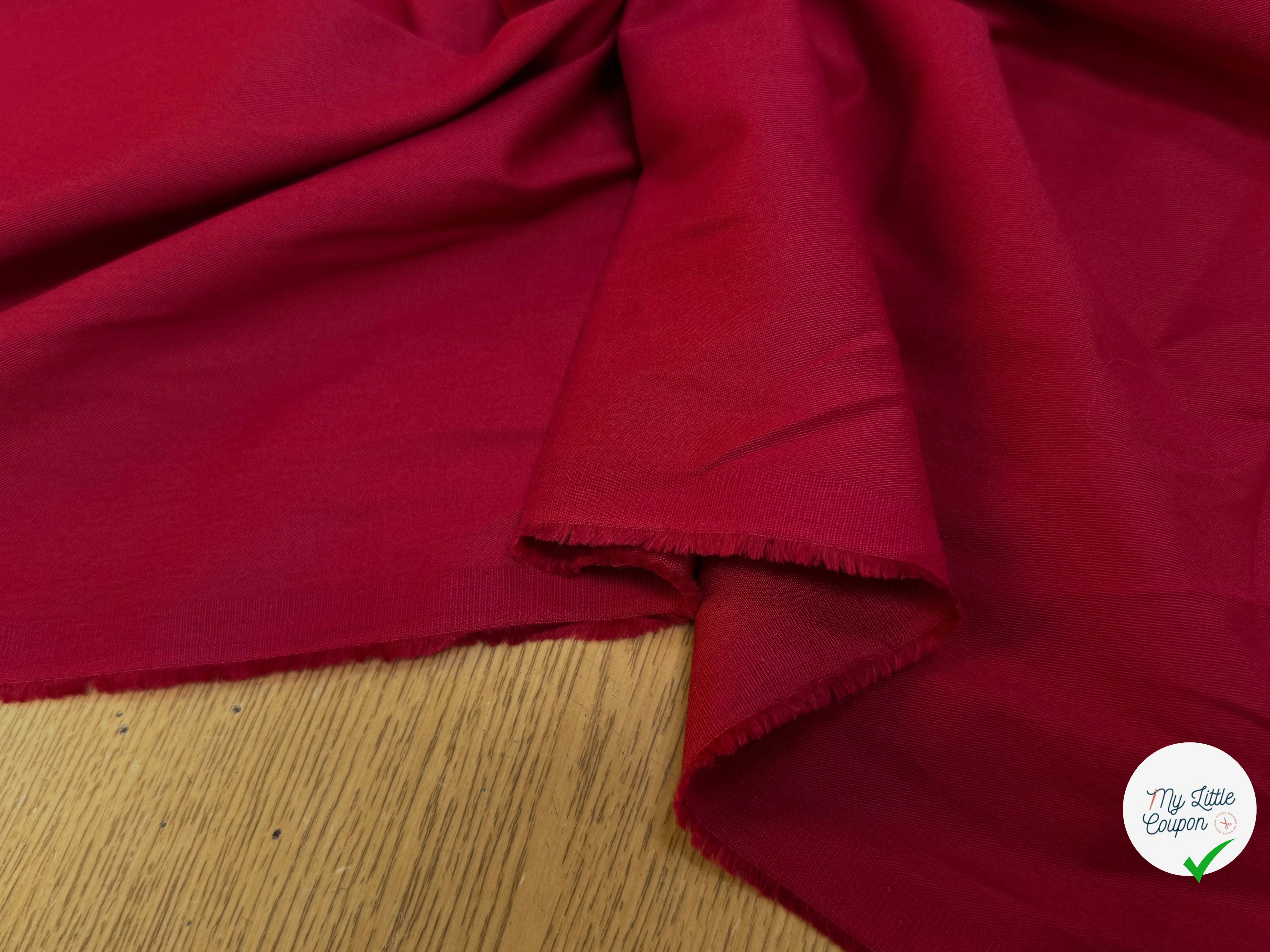 GABARDINE DE COTON SUBLIME LÉGÈREMENT GRATTÉE ROUGE - My Little Coupon