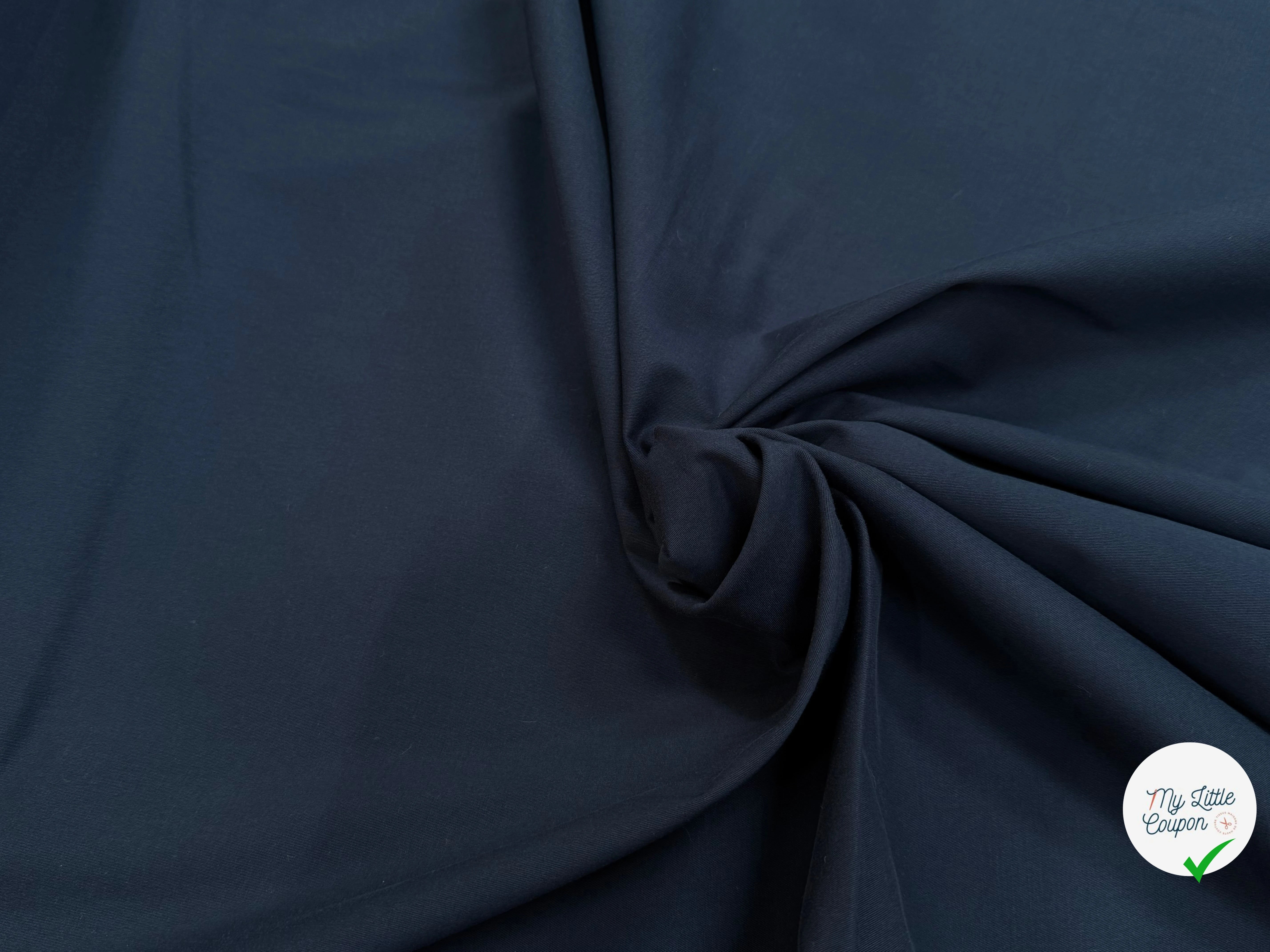 GABARDINE DE COTON ULTRA STRETCH FINEMENT RAFFINÉE BLEU MARINE - My Little Coupon