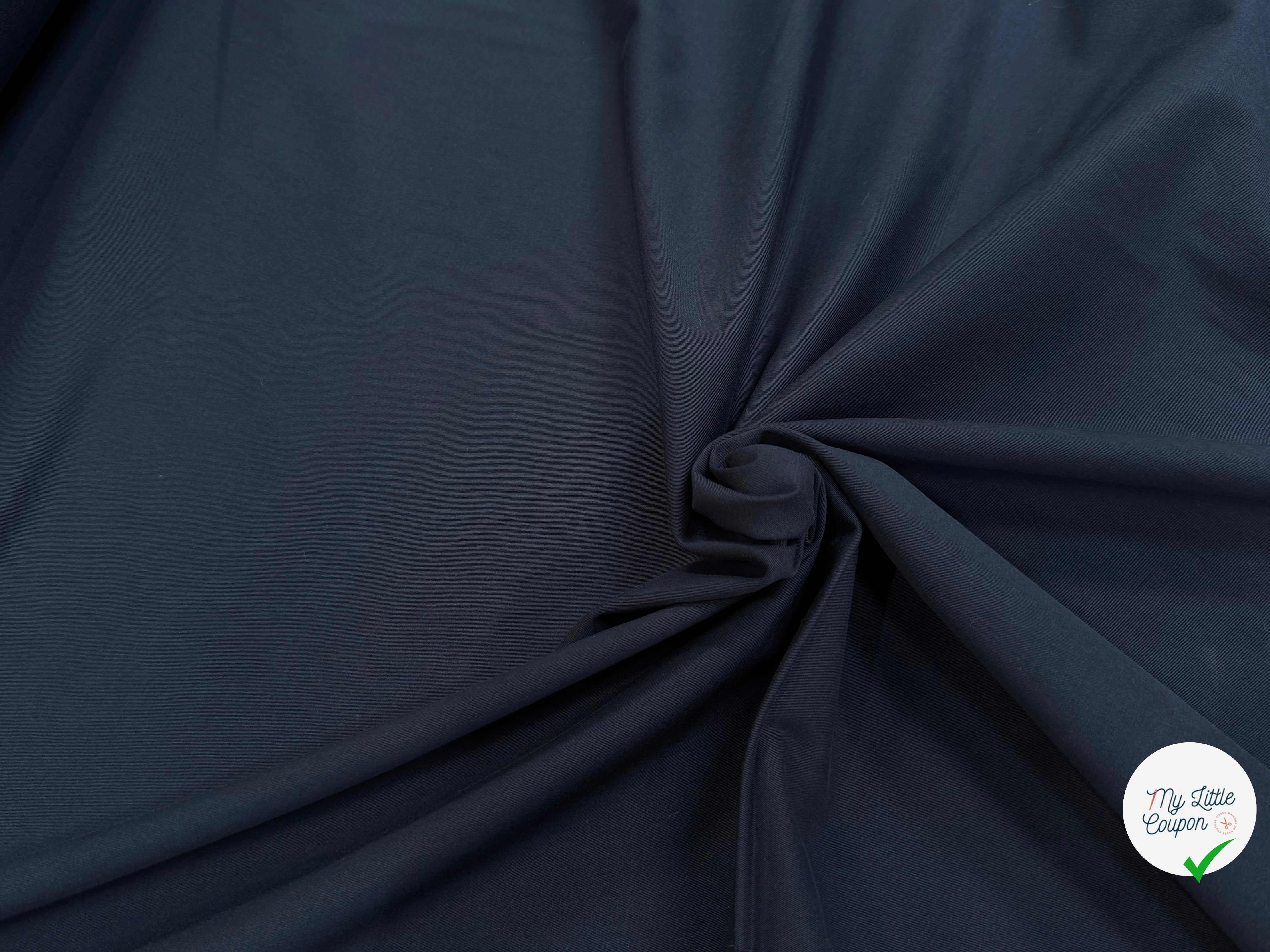 GABARDINE DE COTON ULTRA STRETCH FINEMENT RAFFINÉE BLEU MARINE - My Little Coupon