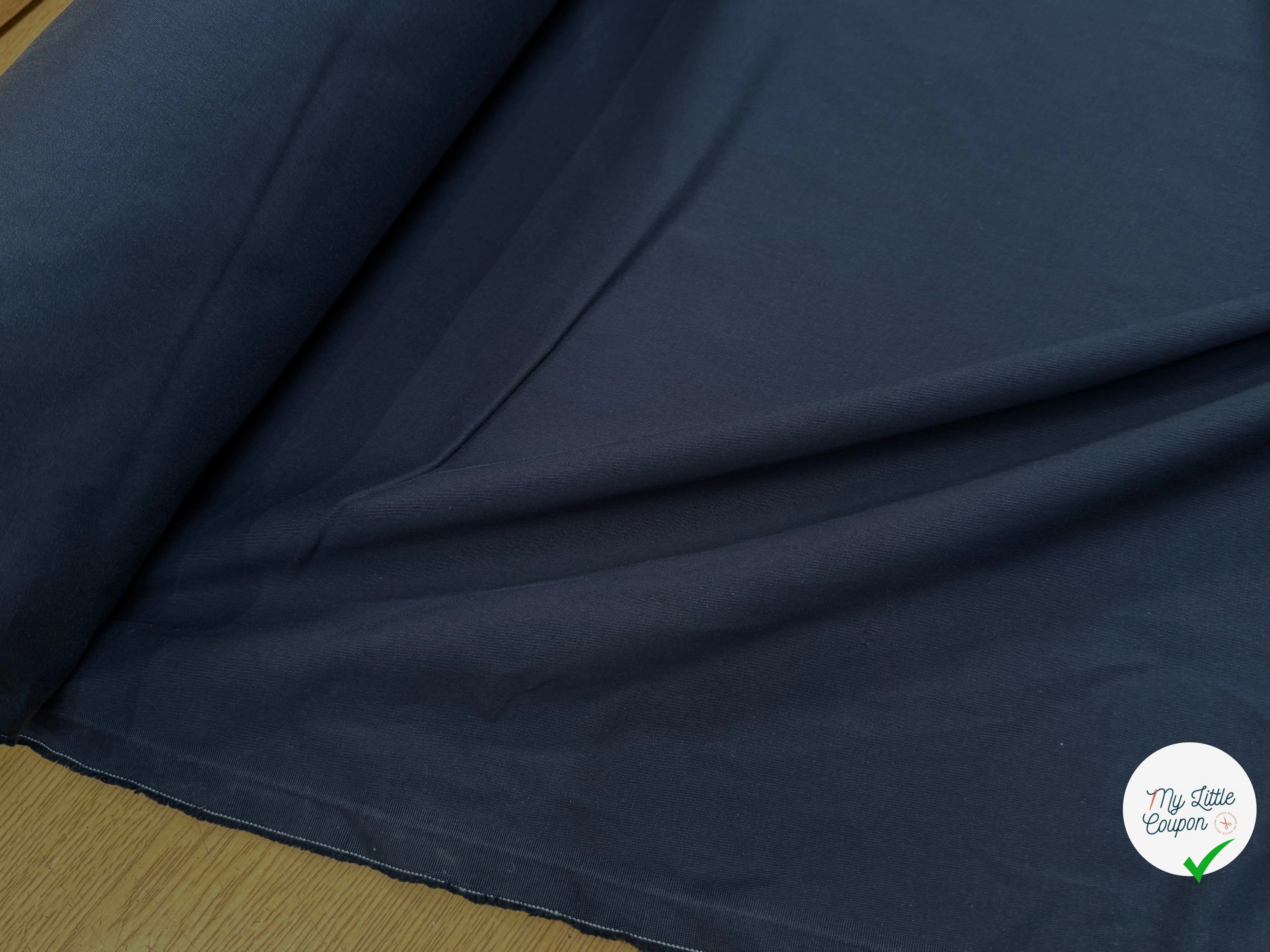 GABARDINE DE COTON ULTRA STRETCH FINEMENT RAFFINÉE BLEU MARINE - My Little Coupon